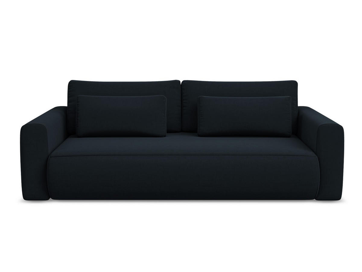 3-SITZER SOFA mit Schlaffunktion Samt Stoff Blau - Blau/Schwarz, Kunststoff/Textil (238/82/105cm) - Makamii