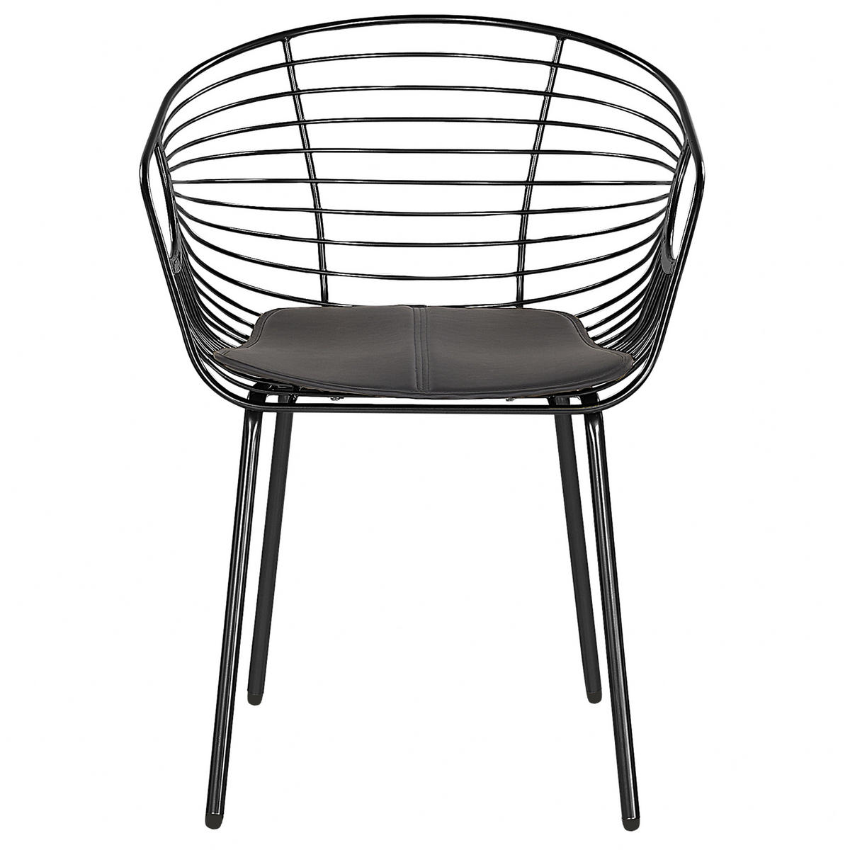 METALLSTUHL 2er-Set Schwarz Hoback - Schwarz, Textil/Metall (60/79/56cm) - Beliani