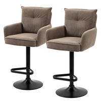 BARSTUHL - 2er-Set - Höhenverstellbar - Cord / Eisen - Braun, Textil/Metall (54/98/58cm) - home24