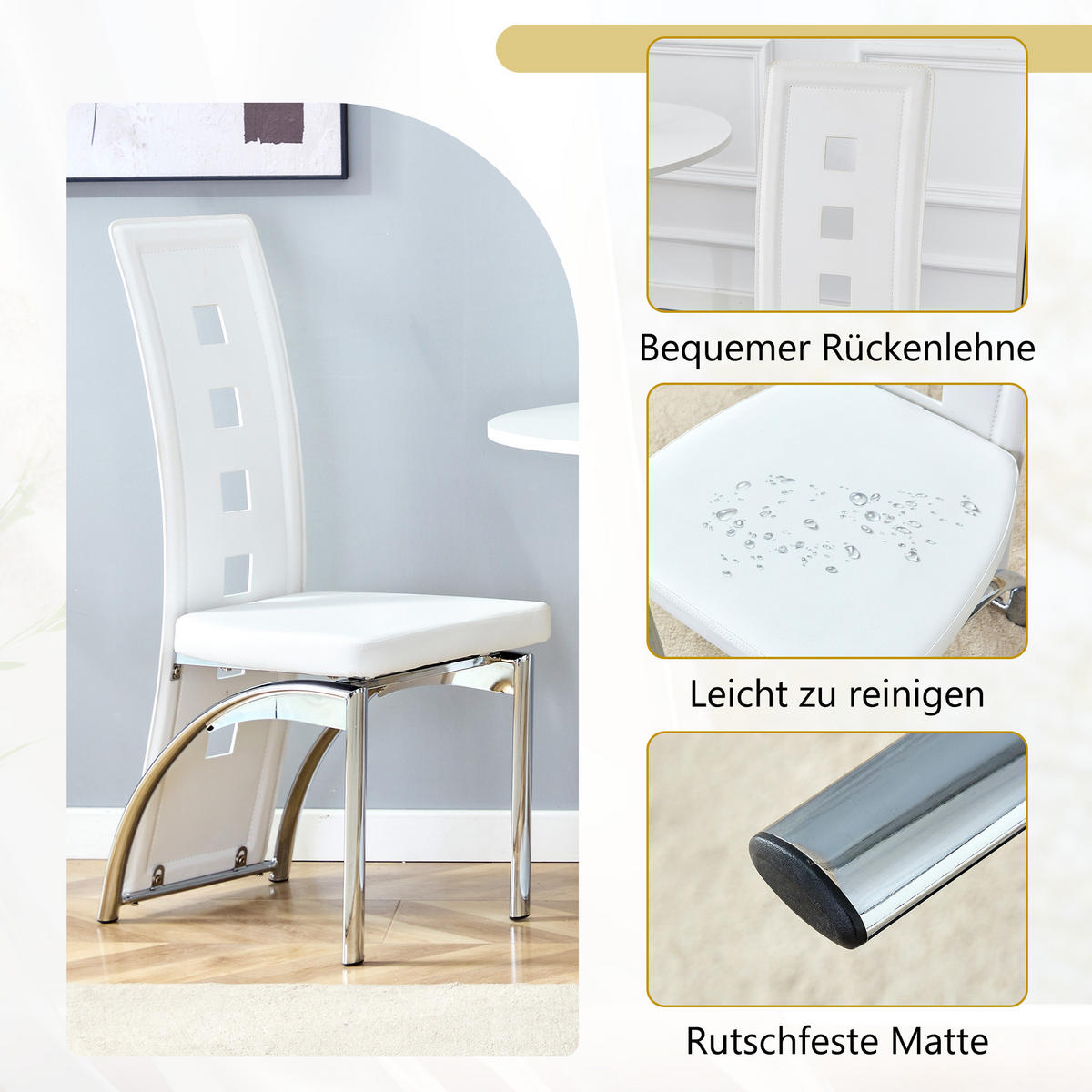 STUHL mit LED modernes Design Mehrfarbig 49x43x102.5 cm Leder 2er-Set - Multicolor, Leder (49/102.5/43cm) - SONNENH