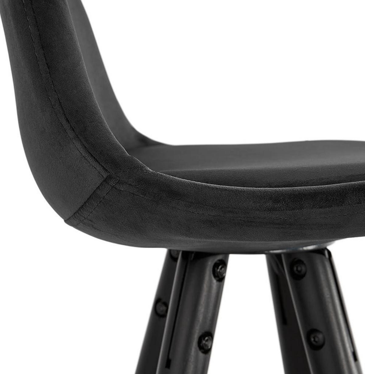 BARHOCKER Samt Holzbeine Sitzhöhe 75cm Eleganter Stil LURALI, Schwarz 41x41x97 cm - Schwarz, Buchenholz/Textil (41/97/41cm) - KADIMA DESIGN
