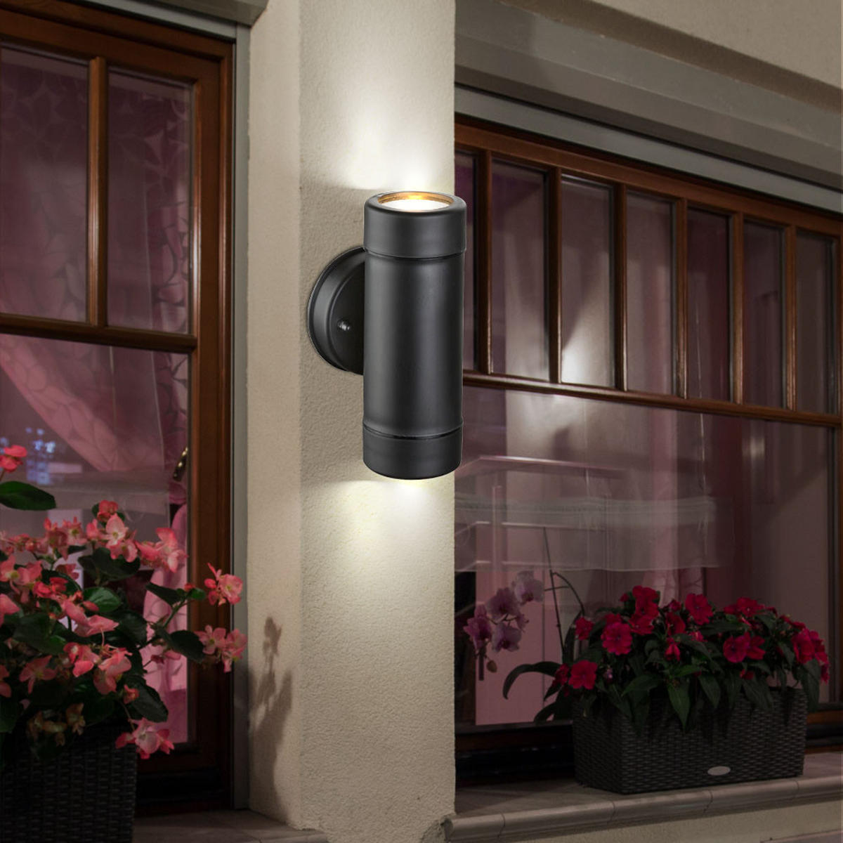 LED AUSSEN-WANDLEUCHTE COTOPA Schwarz 2er Set - Schwarz, Kunststoff (8.6/16/8.6cm)