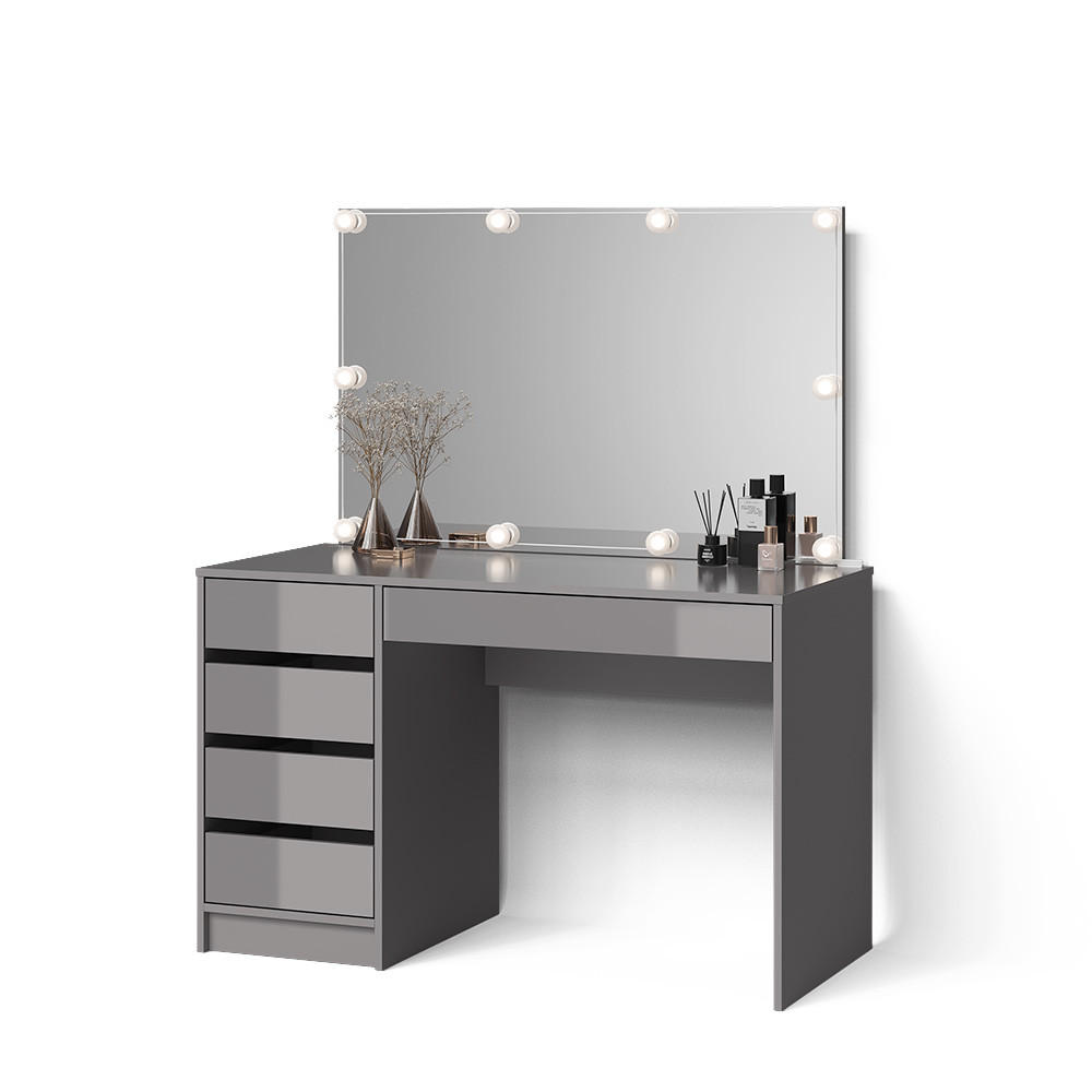 SCHMINKTISCH Imola Grau 120 cm mit LED Beleuchtung - Grau, Holzwerkstoff (120/75/55cm) - Livinity®