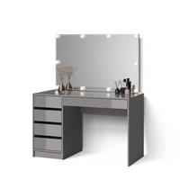 SCHMINKTISCH Imola Grau 120 cm mit LED Beleuchtung - Grau, Holzwerkstoff (120/75/55cm) - Livinity®