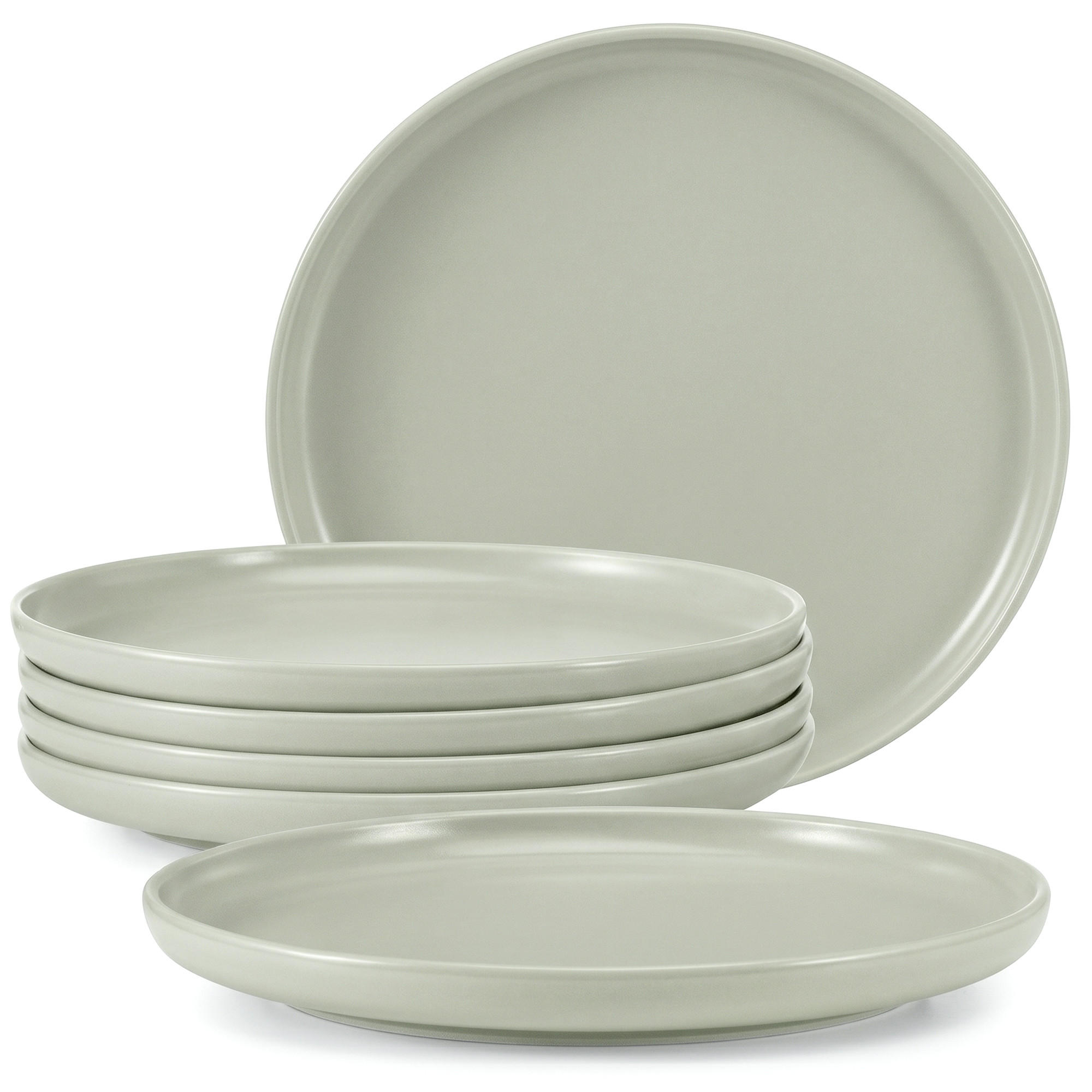 TELLER-SET VICTO 6-tlg Dessertteller, matt beige/grün/grau - Hellgrün, Keramik (20/2/20cm) - KONSIMO®
