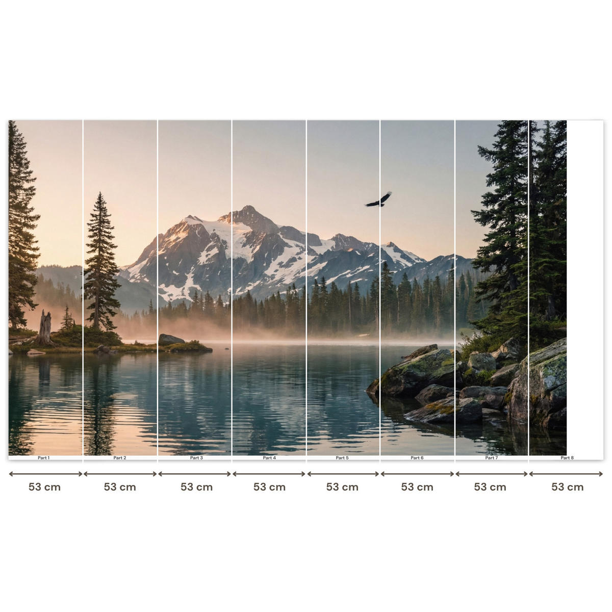 TAPETE - Berge - Wasser - Bäume - 400x240 cm - Multicolor, Papier (400/240cm) - OnlyWow
