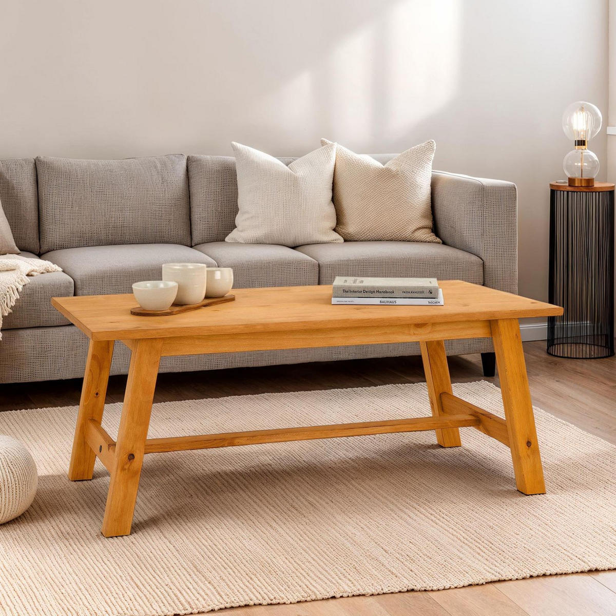 COUCHTISCH LUZERNA gebeizt/gewachst - Kieferfarben, Holz (60/110/45cm) - IDIMEX