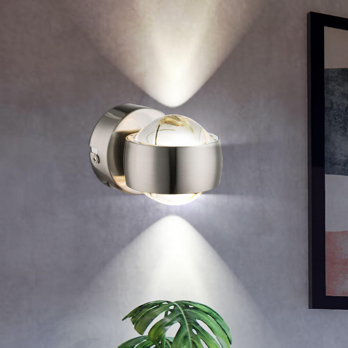 LED WANDLEUCHTE Randi Silber Glas - Silberfarben, Glas (7.5/10/10cm) - Globo Lighting