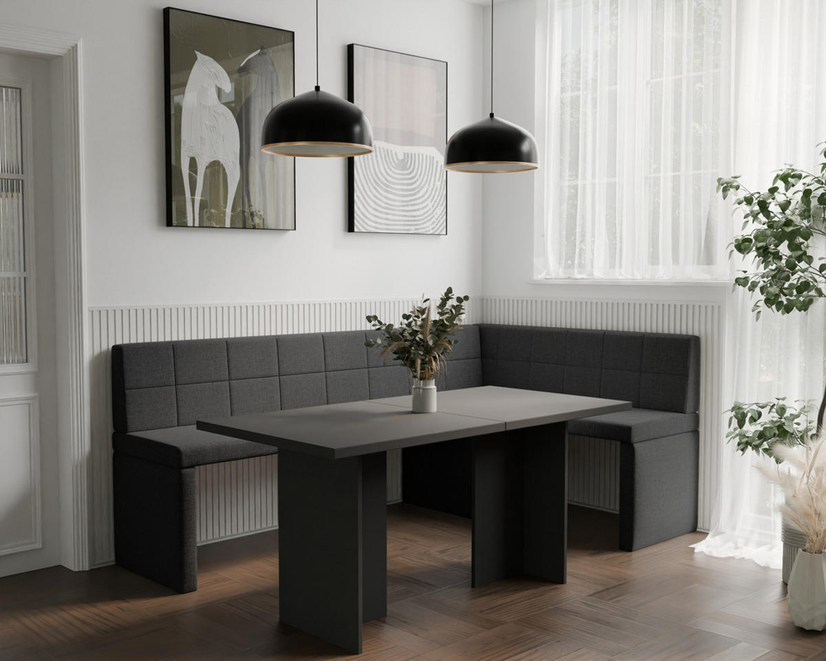 ECKBANK rechts MELVIN Webstoff, 128/168 cm Anthrazit - Anthrazit, Holz/Textil (128/168cm) - Idohome