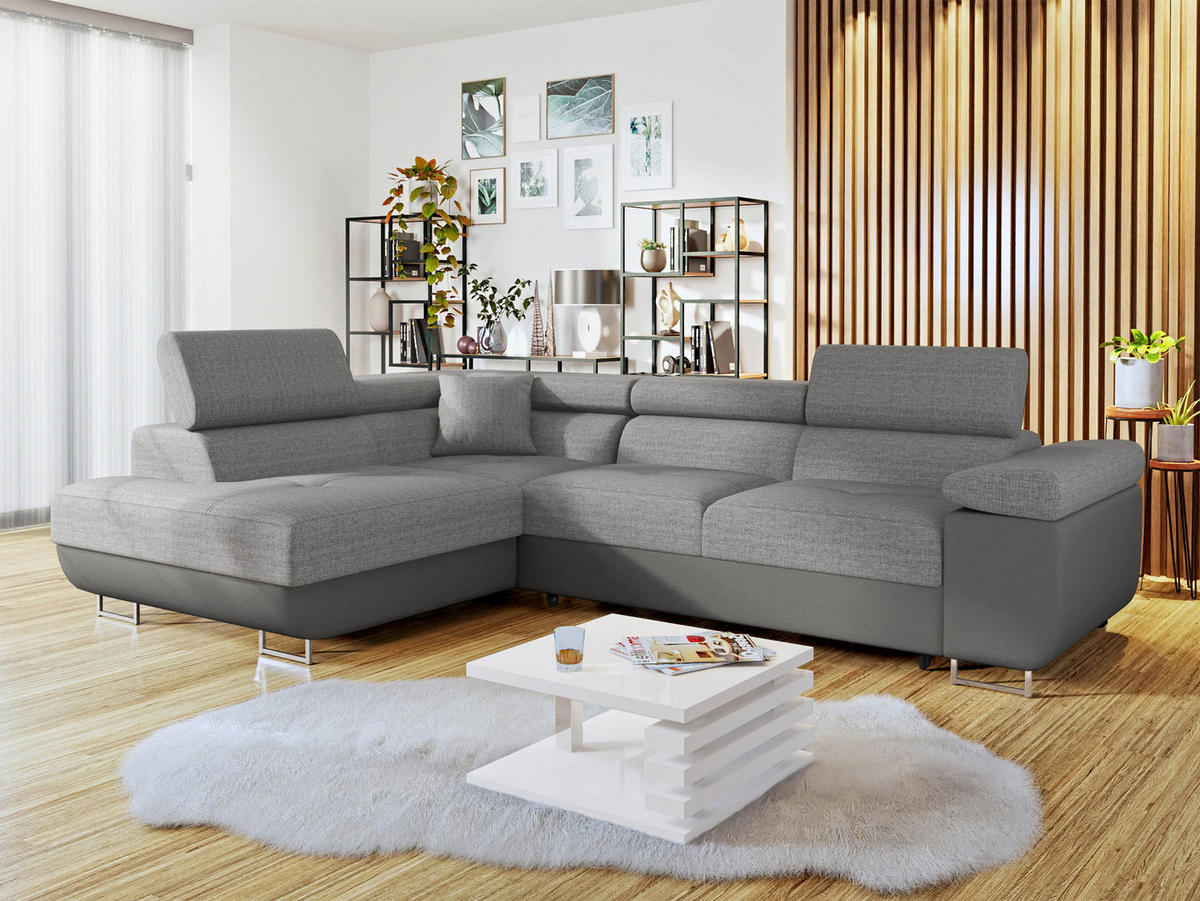 ECKSOFA Torezio, Seite: Links - Grau, Holz/Textil (274/203cm) - MIRJAN24