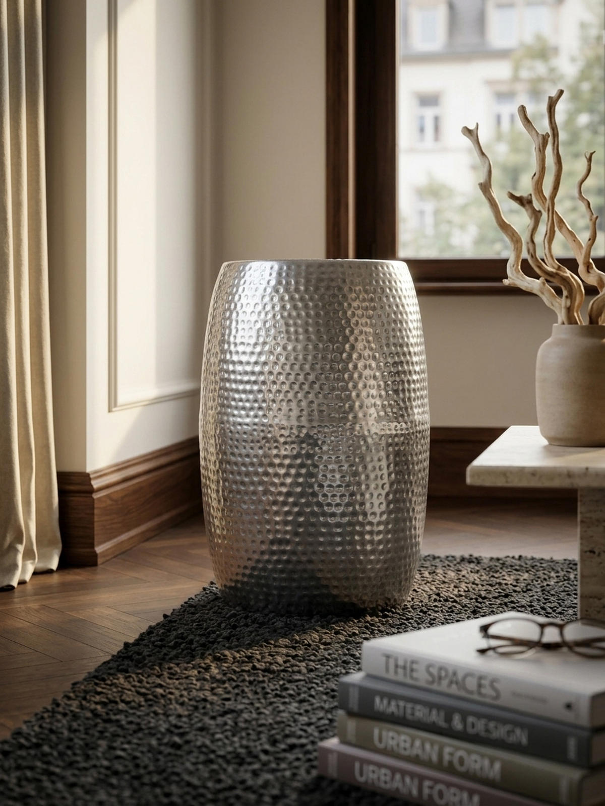 BEISTELLTISCH Aluminium Orientalisch ENNS, Silber 30x30x49 cm - Silberfarben, Metall (30/30/49cm) - KADIMA DESIGN