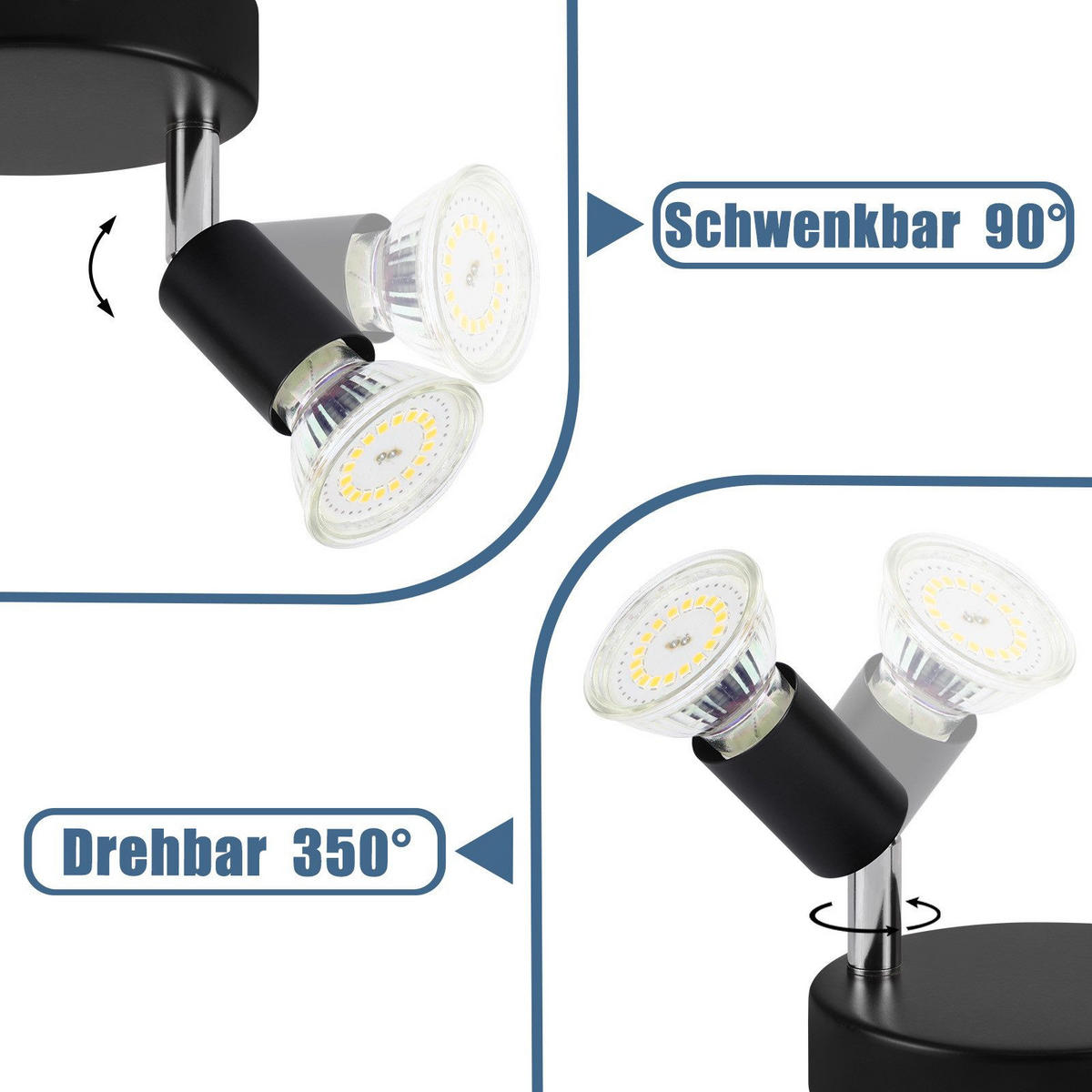 STRAHLER Birtha 4-flammig 18/18/11 cm - Schwarz, Metall (18/18/11cm) - Nettlife