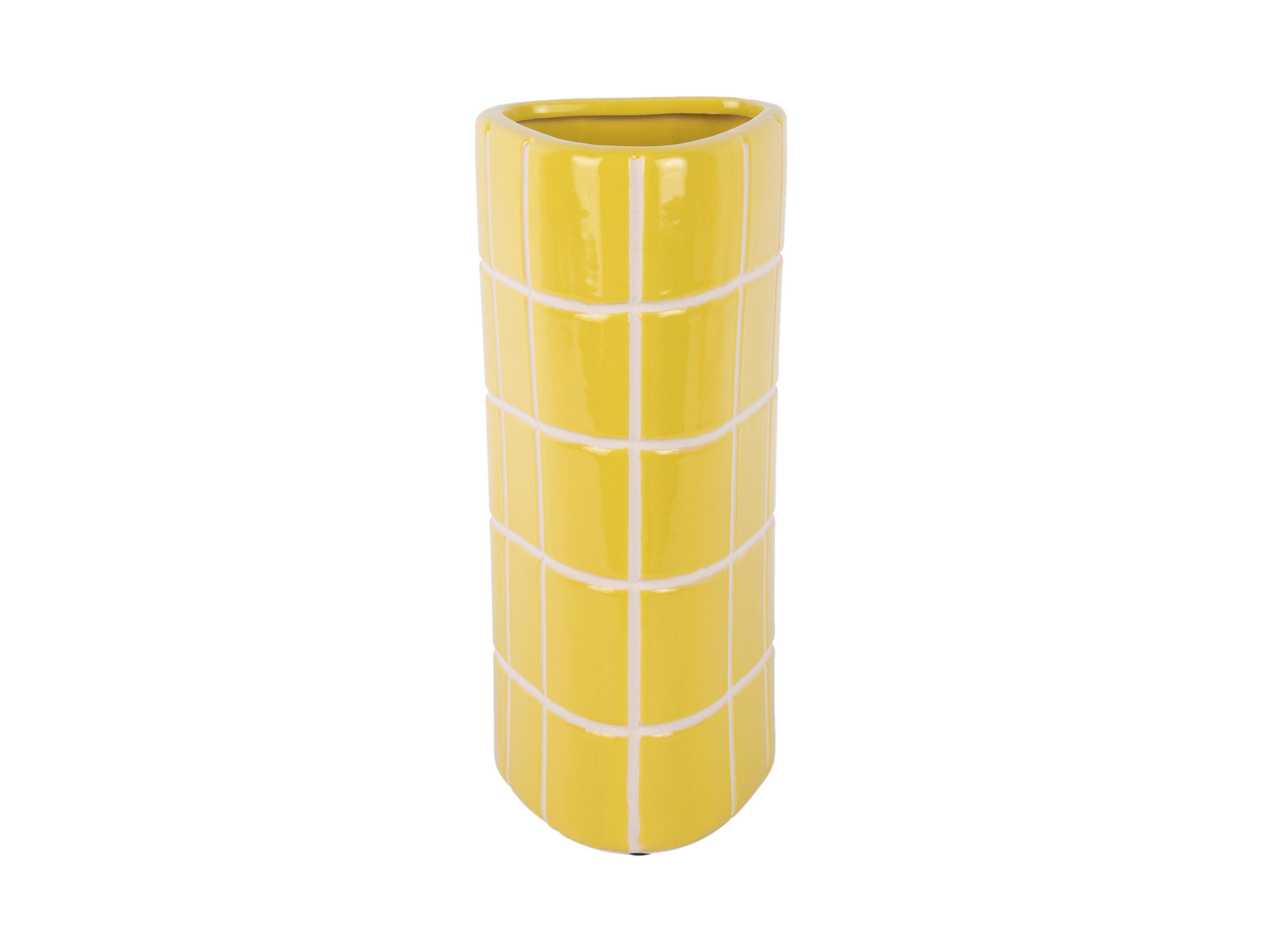 VASE Retro Tiles Triangular Medium - Gelb - 12,6/11,5/26 cm - Gelb, Stein (26cm) - Present Time
