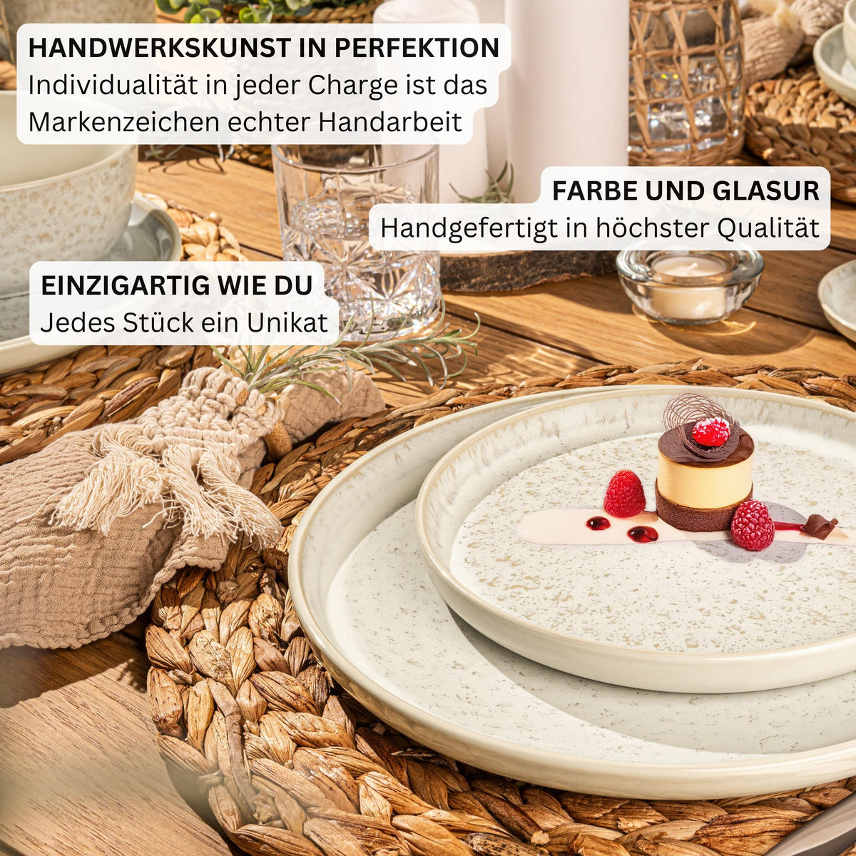 SPEISETELLER SET KEY WEST - 6 teilig aus Steingut - Creme, Stein (27cm) - Sänger