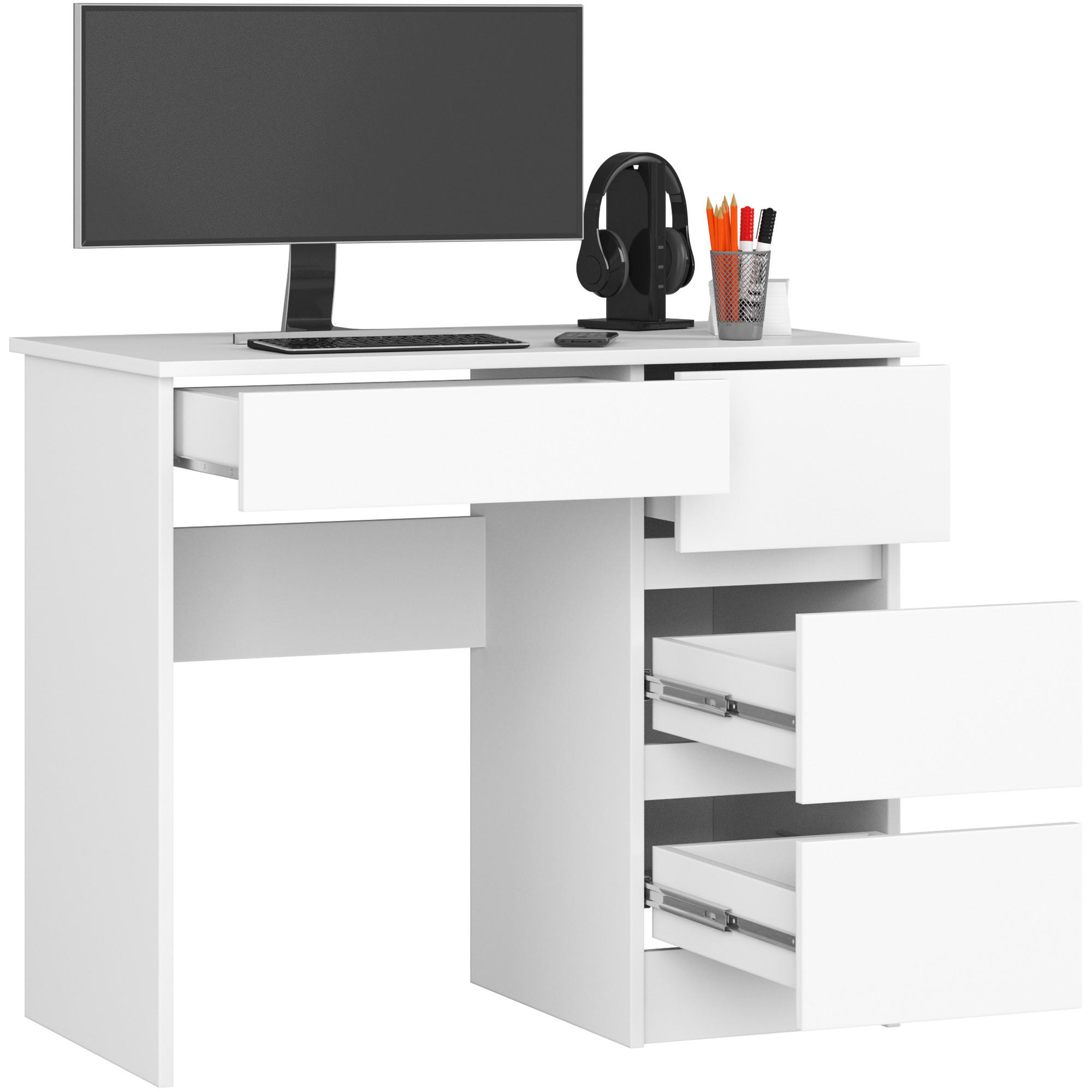 SCHREIBTISCH Weiß 90x50x77 cm - Weiß, Holzwerkstoff (50/90/77cm) - Akord