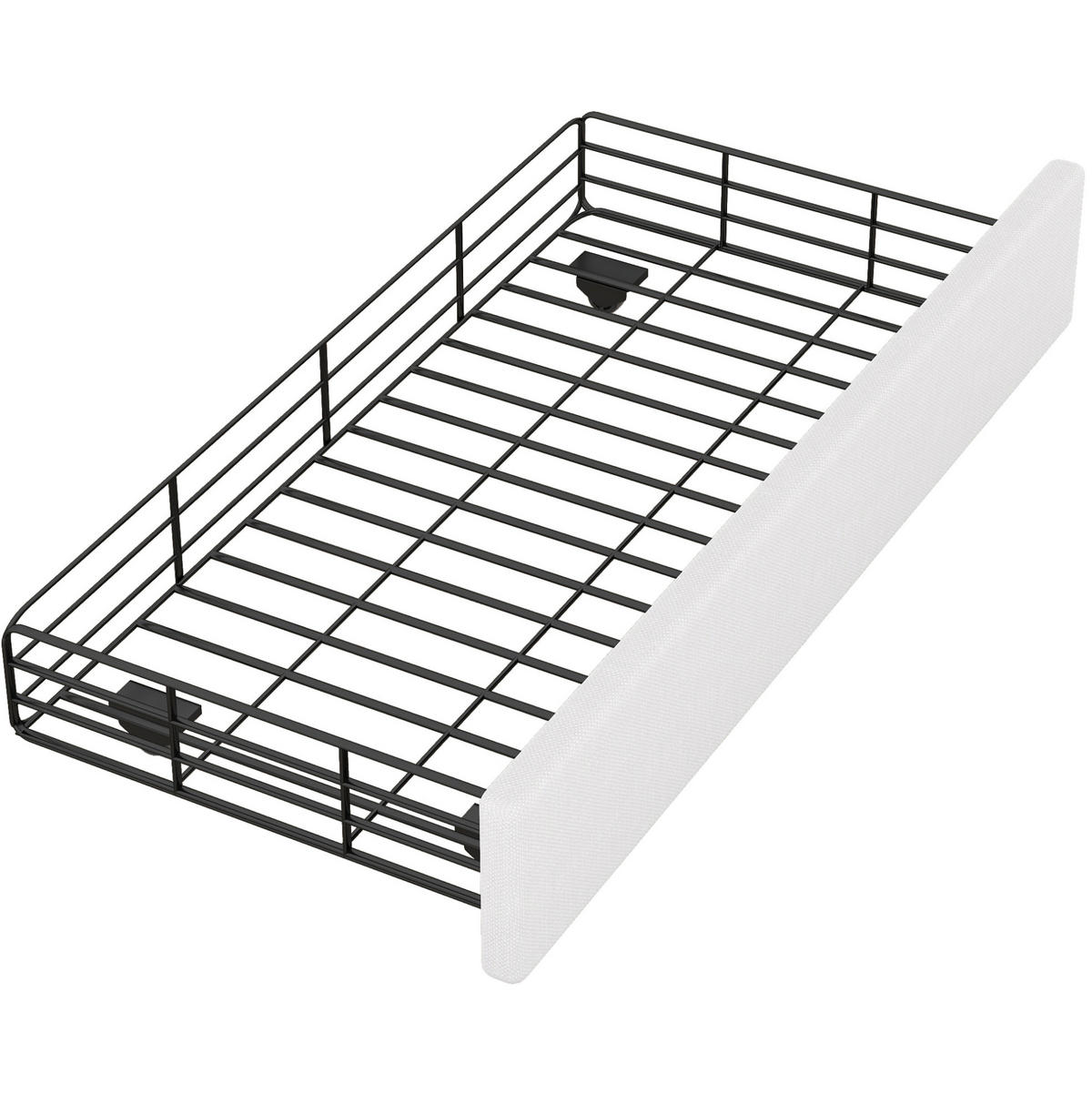 POSTELJA iz MDF in lanenega blaga 90x200 cm svetlo bež oblazinjena z dekorativnimi kovinskimi neti in 2 predaloma - bež, tekstil (90/200cm) - Modfu