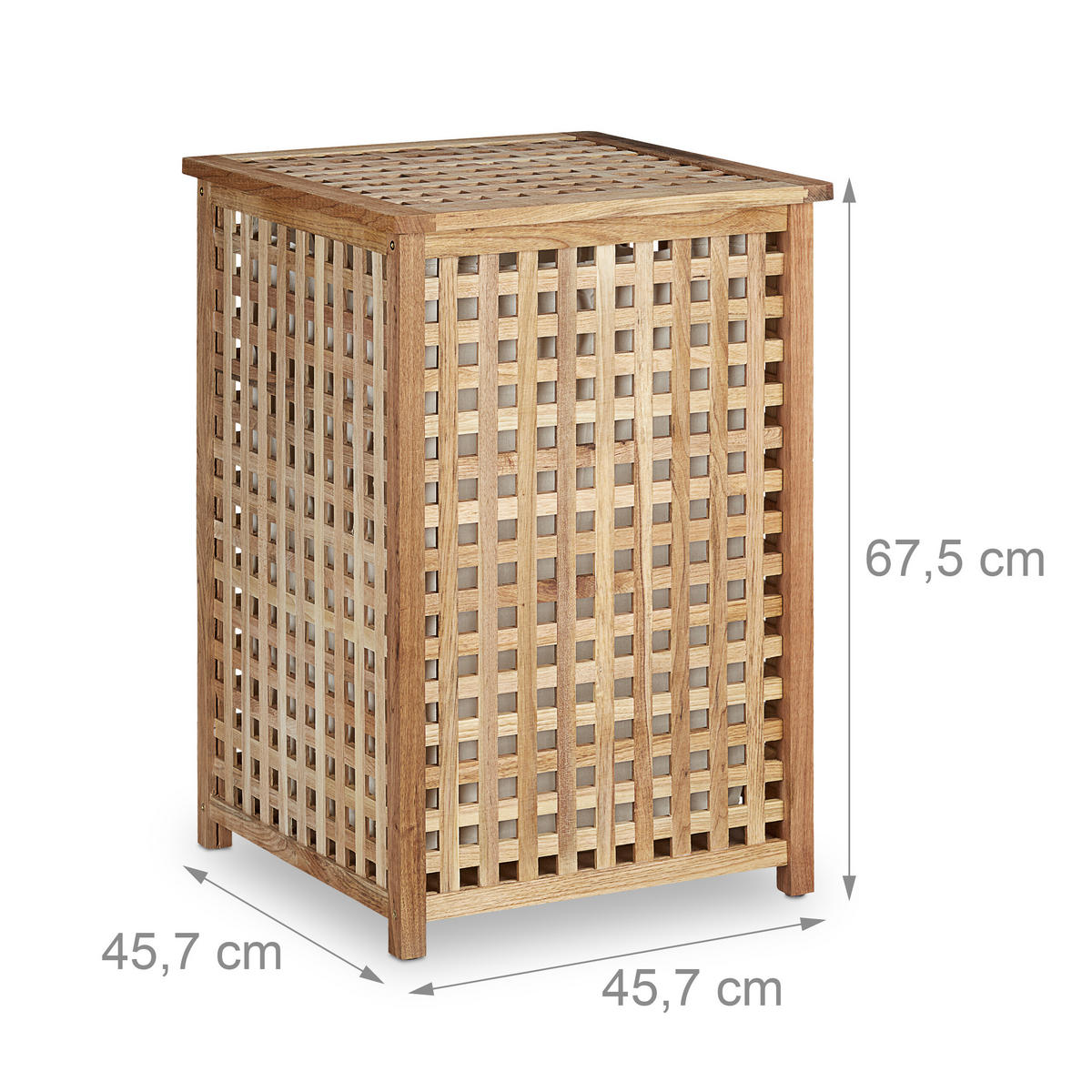 WÄSCHESAMMLER - Hellbraun, Holz/Textil (45.7/67.5/45.7cm) - Relaxdays