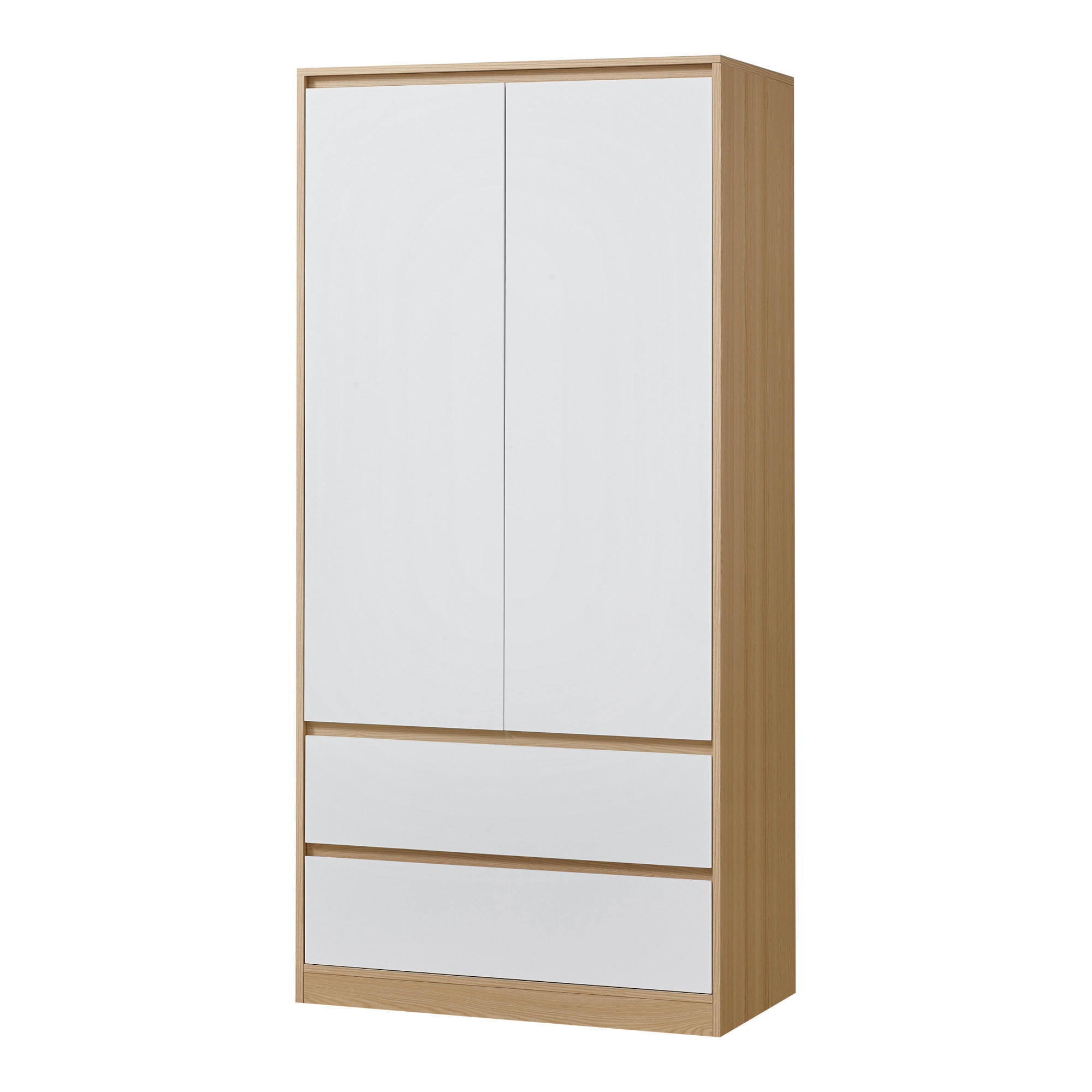 [en.casa] Kleiderschrank Eiche, Weiß 80x176x52 cm