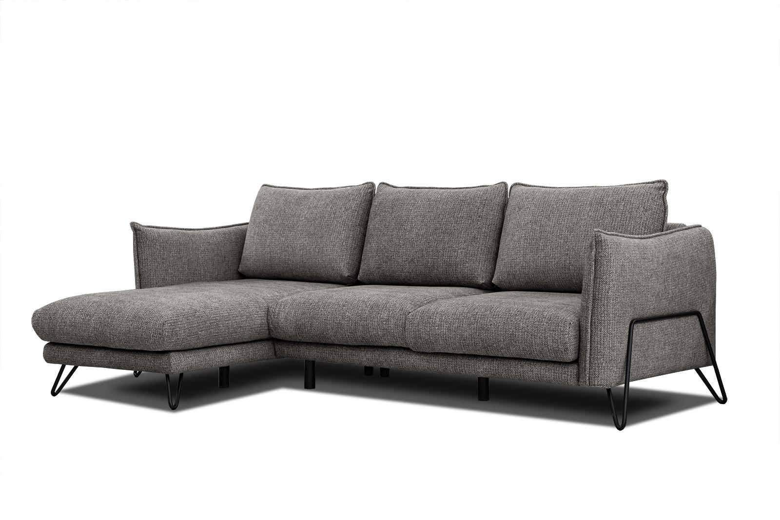 ECKSOFA HOSTEN 4-Sitzer, braun - Schwarz/Braun, Holzwerkstoff/Textil (158/269cm) - Courtois Laville