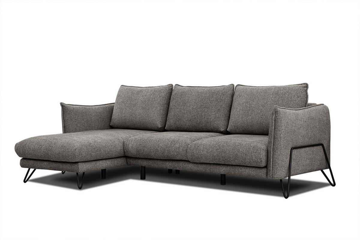 ECKSOFA HOSTEN 4-Sitzer, braun - Schwarz/Braun, Holzwerkstoff/Textil (158/269cm) - Courtois Laville