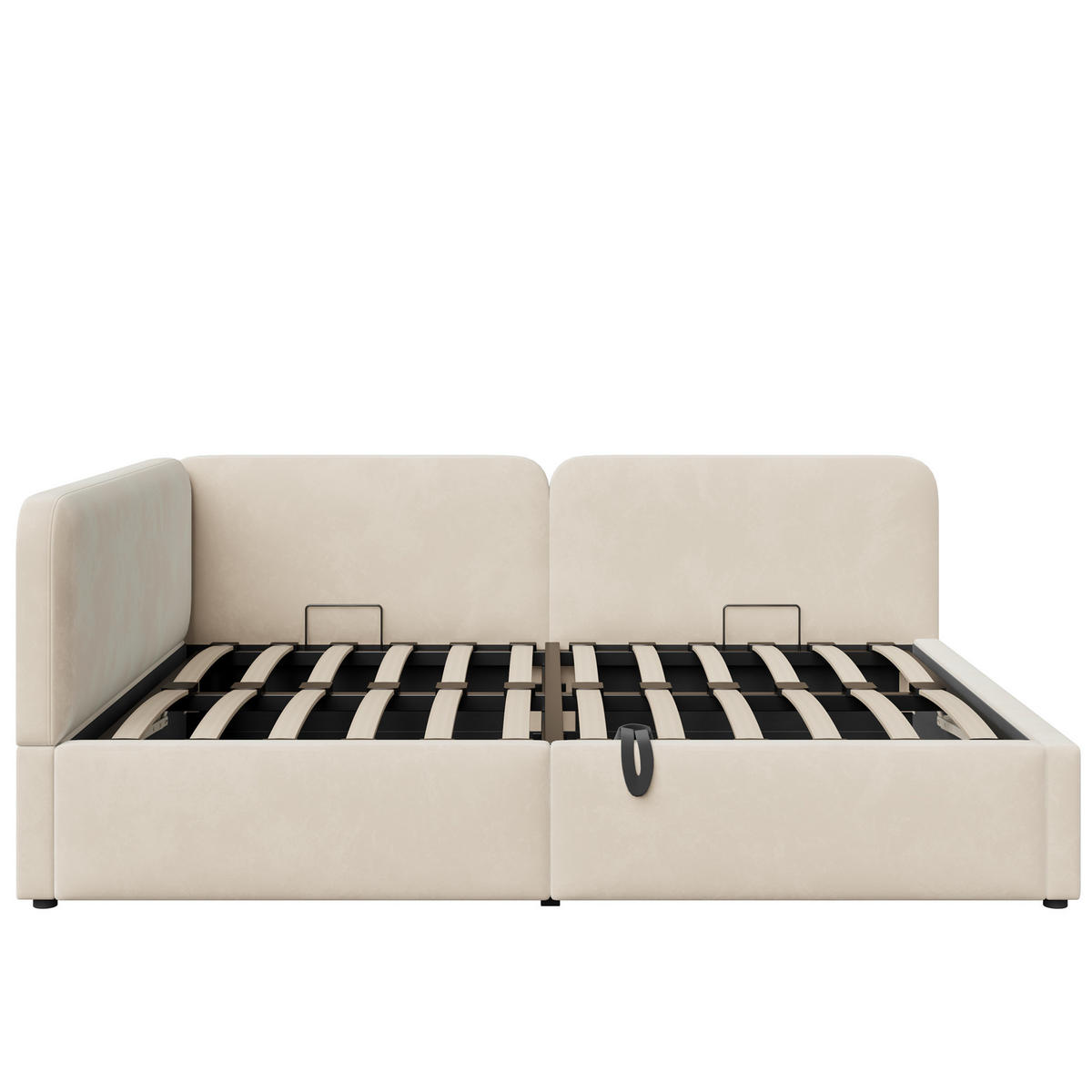 POLSTERBETT 140/200 cm DE-33056 mit Stauraum und Samt Beige - Beige, Metall (140/200cm) - ComfortXL