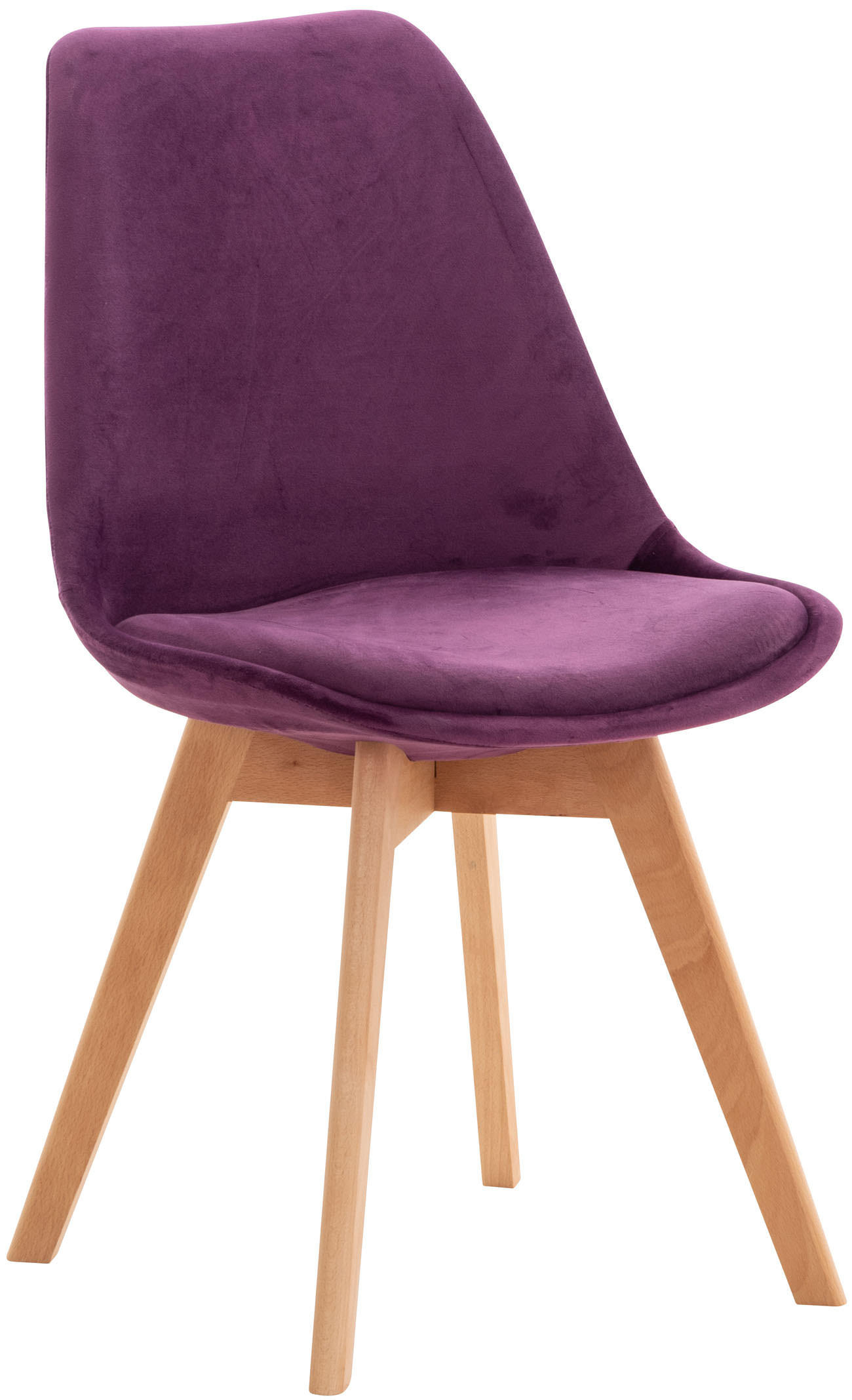 STUHL Samt lila - Eukalyptusholzfarben/Lila, Holz/Textil (49/83/50cm) - CLP