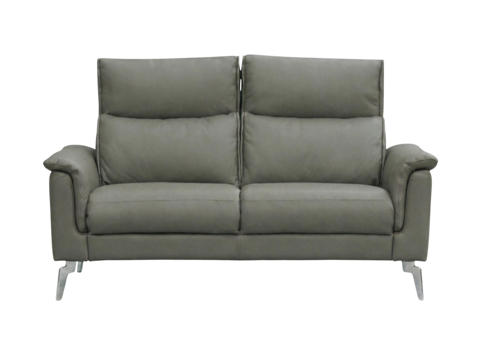 2-SITZER Sofa Borea Echtleder Perlgrau - Hellgrau, Leder/Metall (176/102/98cm)