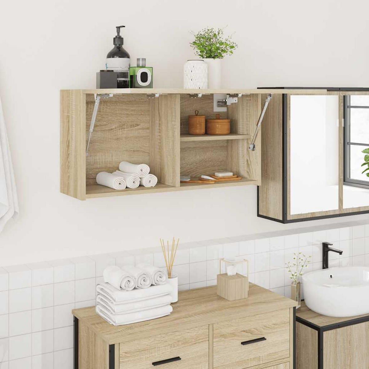 BAD-WANDSCHRANK Sonoma-Eiche 80/25/40 Cm Holzwerkstoff - Hellbraun, Holzwerkstoff (25/40/80cm) - vidaXL