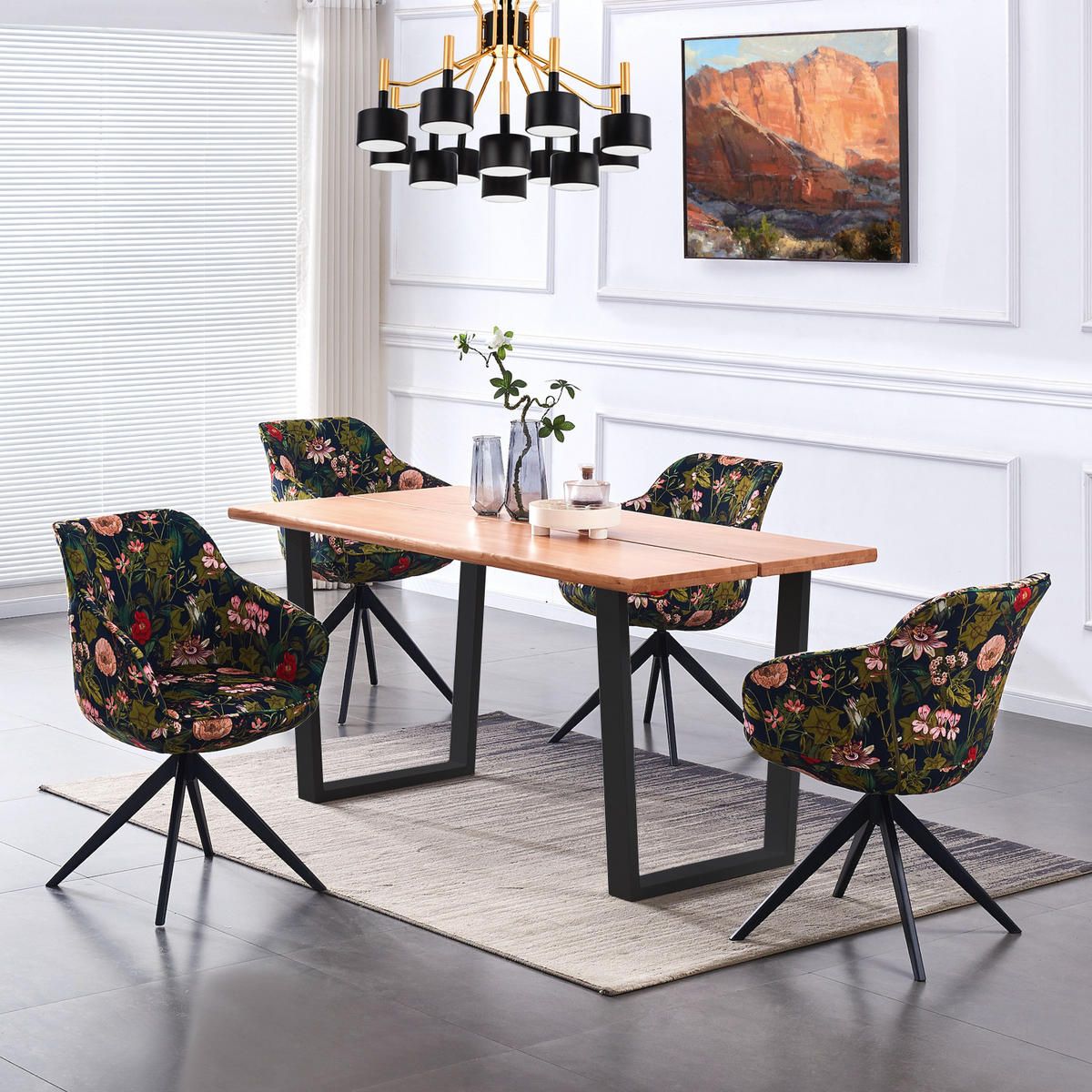 ARMLEHNSTUHL PANDORA Petrol - Petrol, Textil/Metall (57/82/62cm) - B&D Home