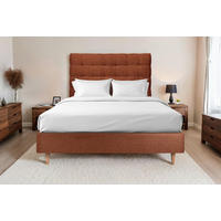 KOPFTEIL gepolstert - Gesteppt – Terrakotta-Bouclé-Stoff - 200 cm - Beige/Terracotta, Karton/Holz (200/120/10cm) - Sommeil de Plomb