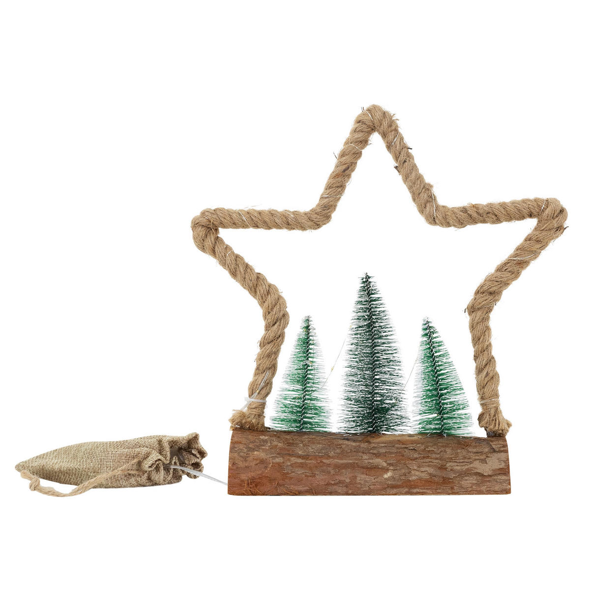 WEIHNACHT JUTE STERN - Braun, Holz (33/30/9.5cm) - ECD-Germany
