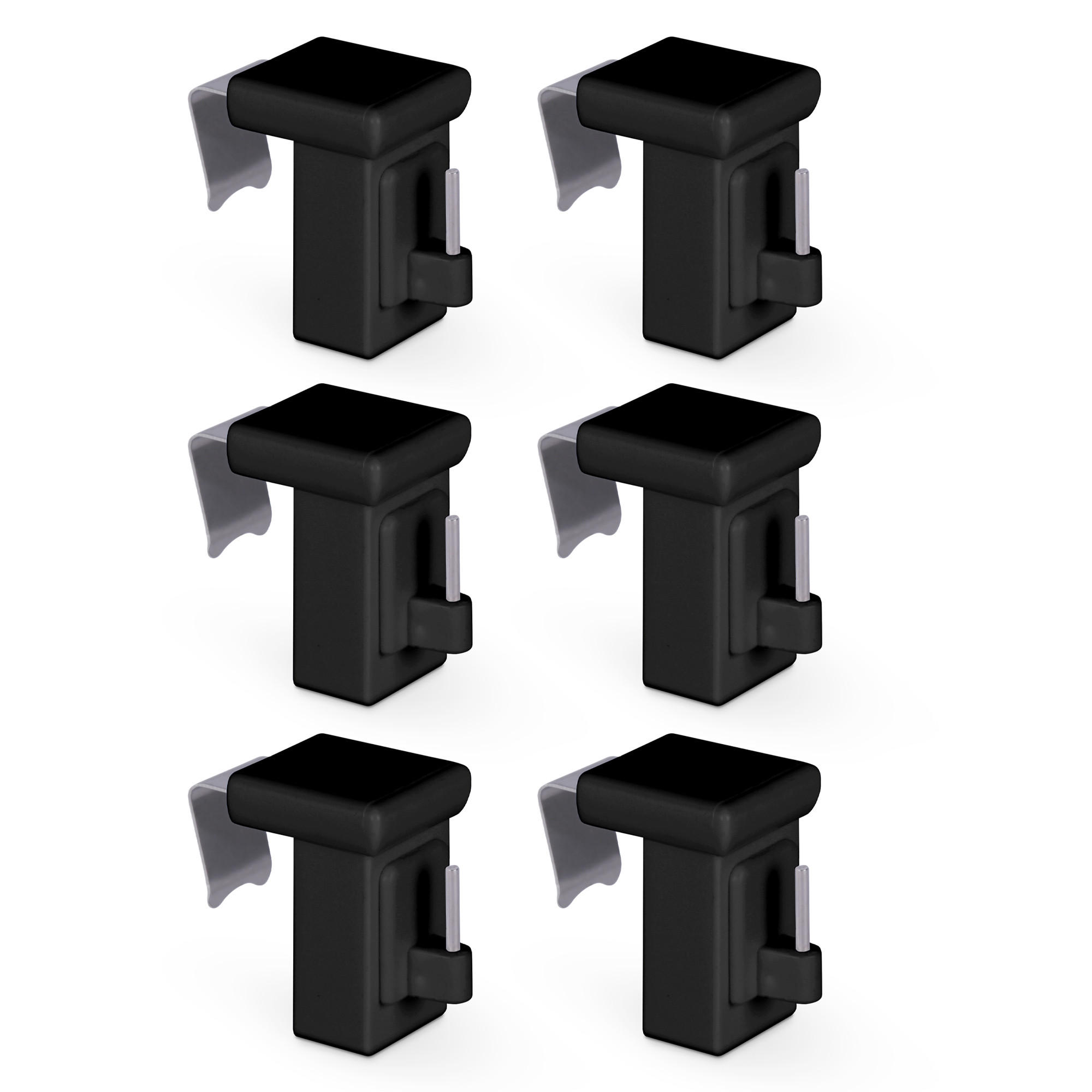 KLEMMTRÄGER für Vitragestangen 6er Pack - Schwarz, Kunststoff (2/4/4cm) - Bestlivings
