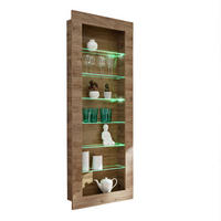 HÄNGEVITRINE COMO, sechs Glasböden, LED mehrfarbige Beleuchtung, Honigeiche/Trüffeleichefarben - Honigeiche/Trüffeleichefarben, Glas/Holzwerkstoff (71/178/19cm) - Komodee
