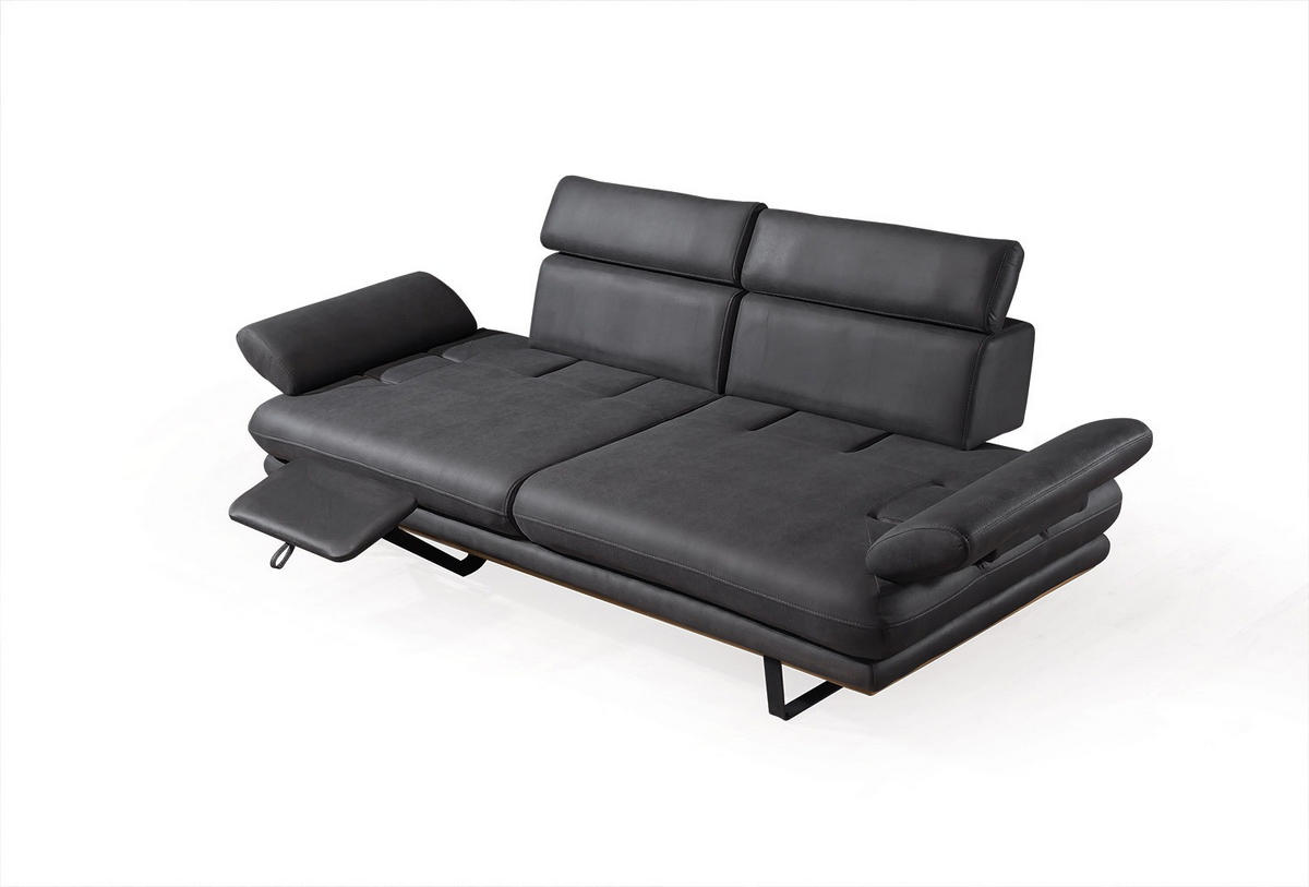 2 Sitzer SOFA Energy Nubuk Anthrazit - Anthrazit, Textil/Metall (200/80/100cm) - Villa Möbel