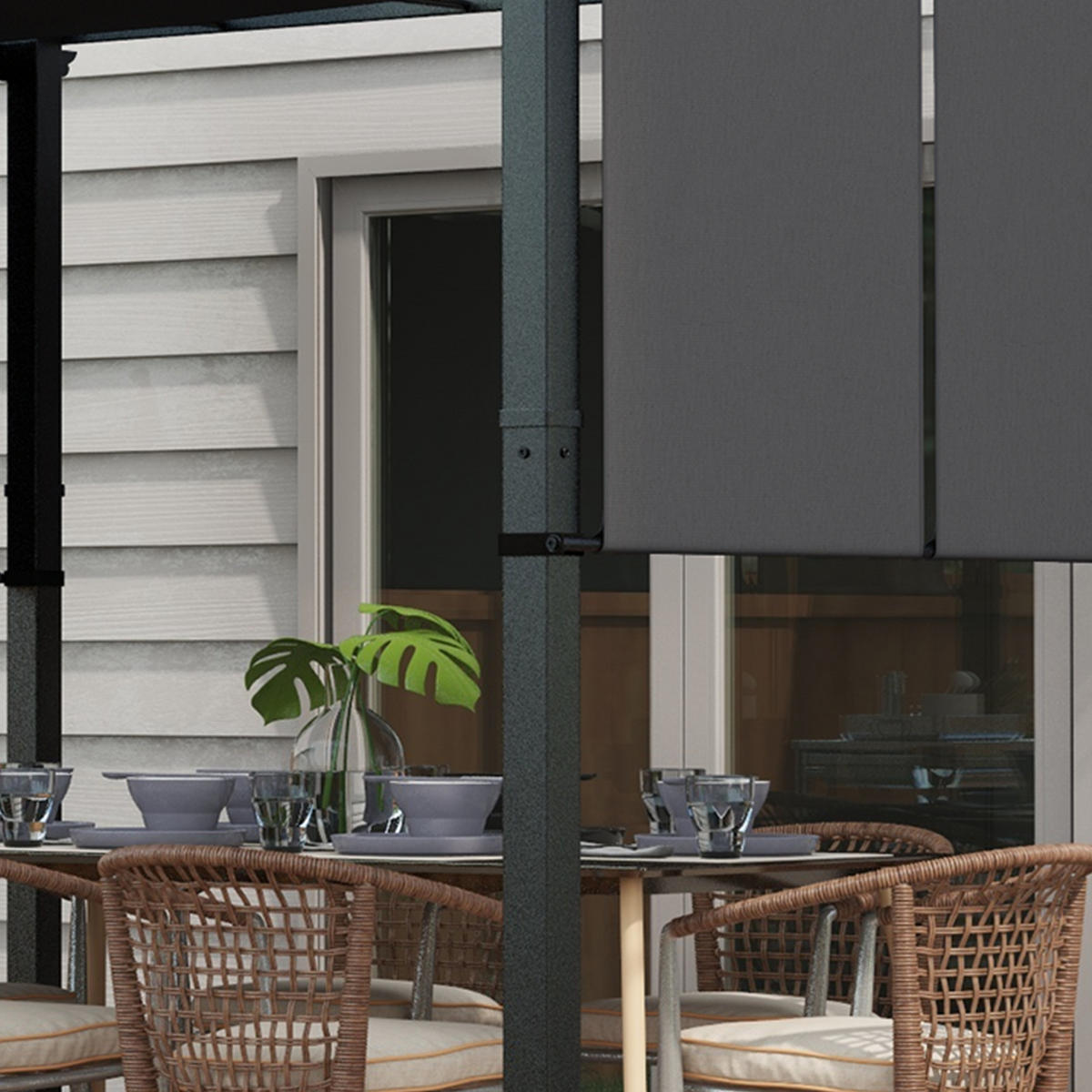 MARKISE Sonnenschutz. Pergola, wetterbeständig, inkl. Befestigungsmaterial, 3 x 3,5 m, Dunkelgrau - Dunkelgrau, Metall (357/235/296cm)