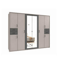 DREHTÜRENSCHRANK Kleiderschrank 273 cm mit Schubkästen & Passepartout & 2 Spiegeltüren, Sand Grau mit Absetzungen in Grafit, Griffe schwarz / 22579 - Sandfarben/Graphitfarben, Holzwerkstoff/Kunststoff (273/210/58cm) - luma-home