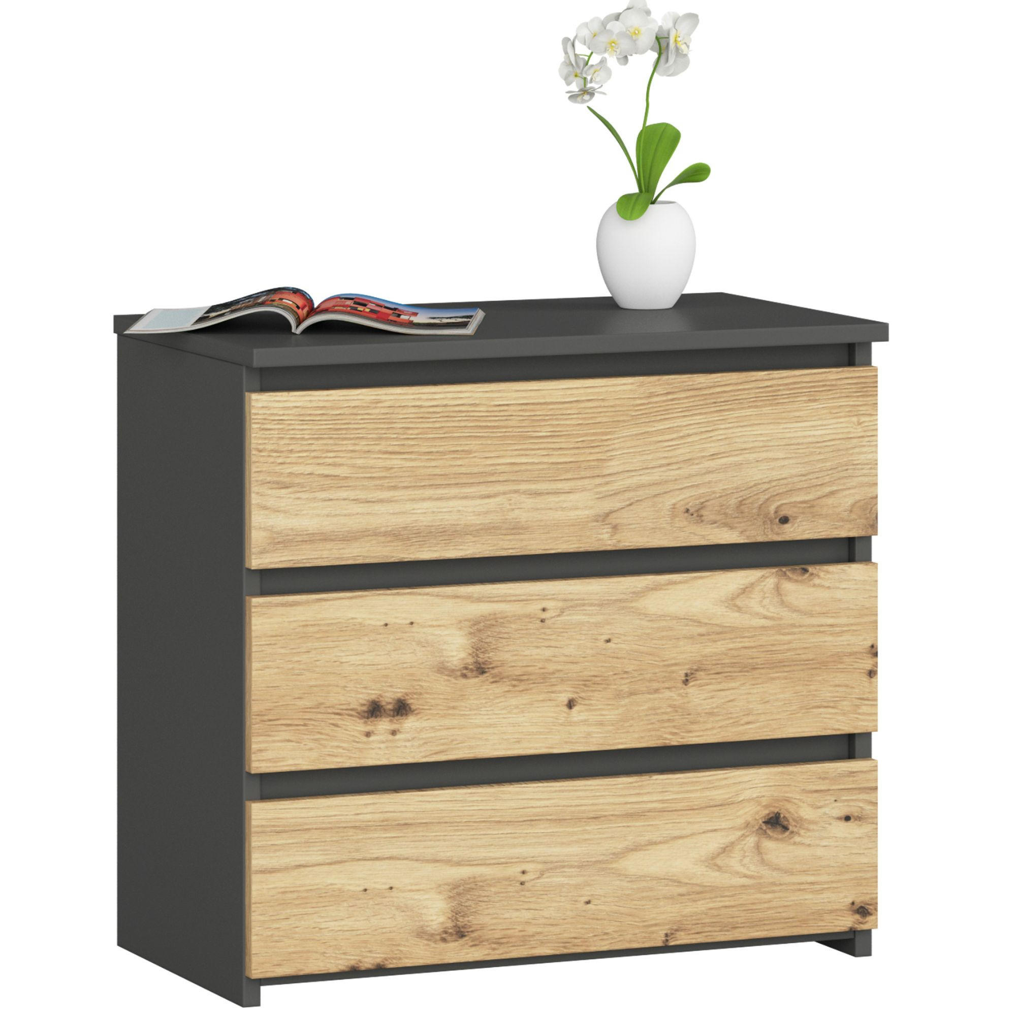 NACHTSCHRANK Grau, Eiche Artisan 60x35x57 cm - Wengefarben/Eiche Artisan, Holzwerkstoff (60/57/35cm) - Akord