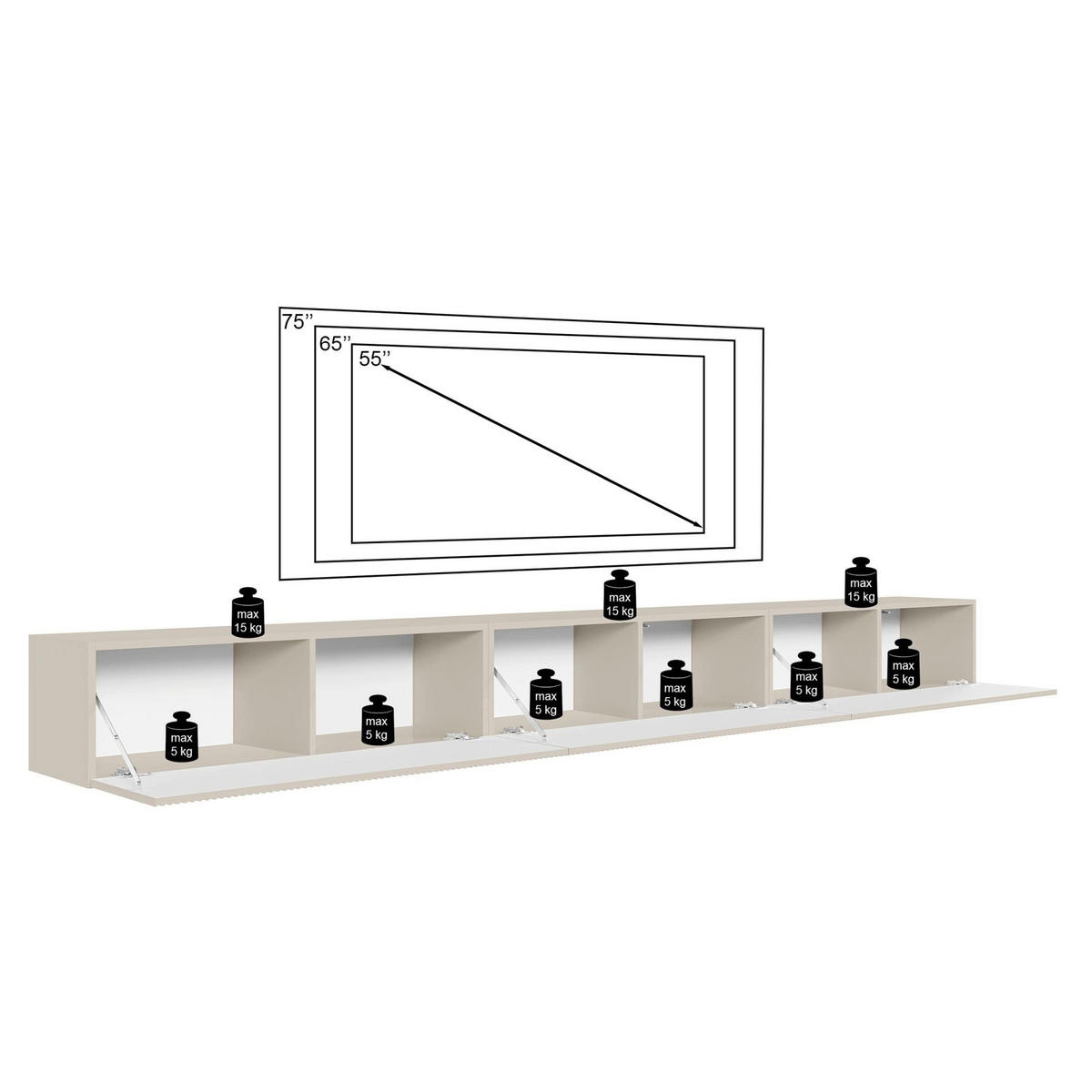 TV stolek Veldio závěsný Greige 300/28/32 cm - šedohnědá, kompozitní dřevo (302.4/28.5/31.6cm) - Selsey