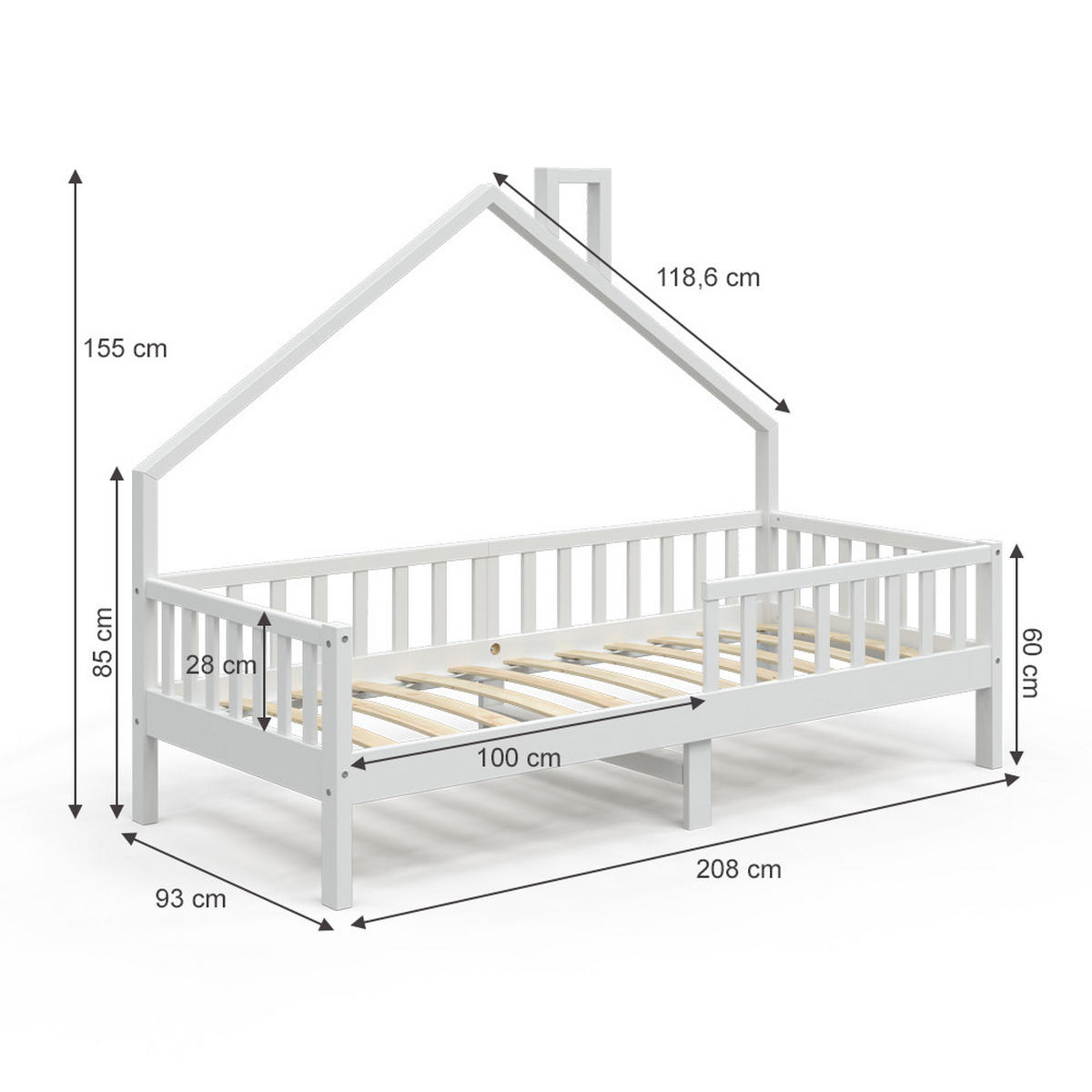 DOMEČKOVÁ POSTEL Noemi Bílá - bílá, dřevo (90/200cm) - VitaliSpa
