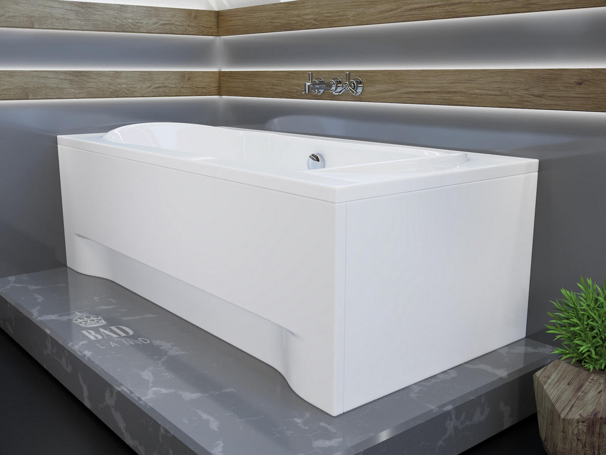 BADEWANNE Rechteck LONG 180/80 Ablauf & Füße - Weiß, Kunststoff (80/62/180cm) - bad land