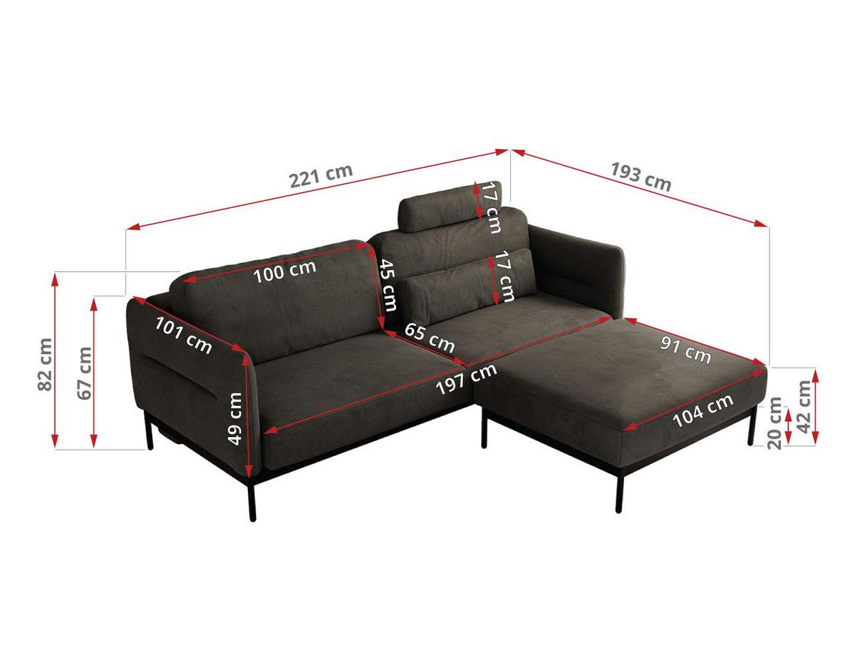 SCHLAFSOFA SALENTO Dunkelgrau Velvet - Dunkelgrau/Schwarz, Textil/Metall (221/82/193cm) - MKS