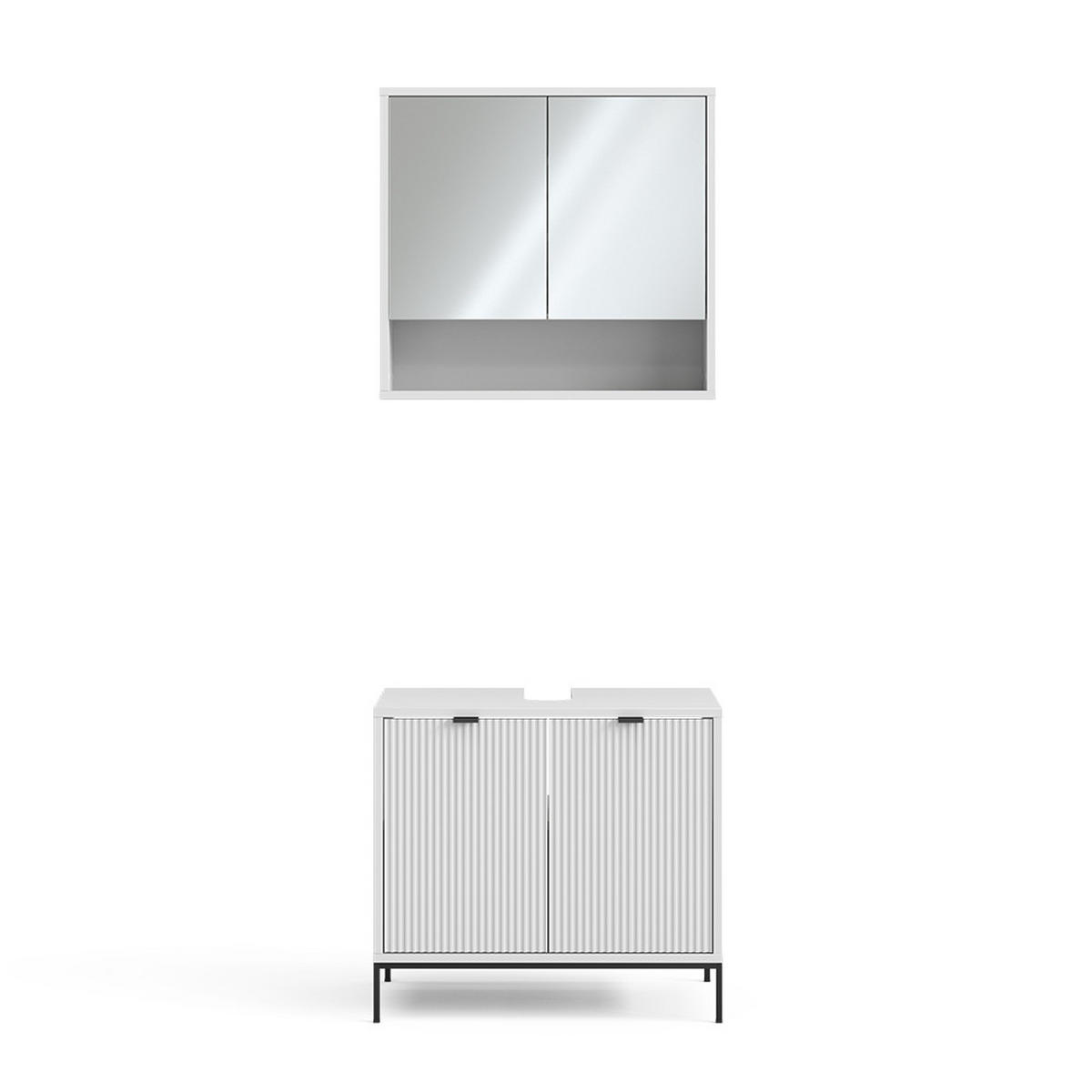 BADMÖBEL-SET Eliza Weiß 2 Teile - Weiß, Holzwerkstoff (70/63/45cm) - Vicco