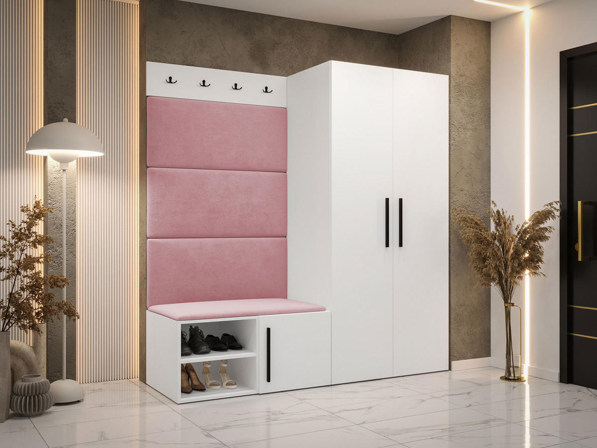 GARDEROBEN-SET Medi I - Hellrosa/Schwarz, Holzwerkstoff/Kunststoff (80/191/50cm) - MIRJAN24