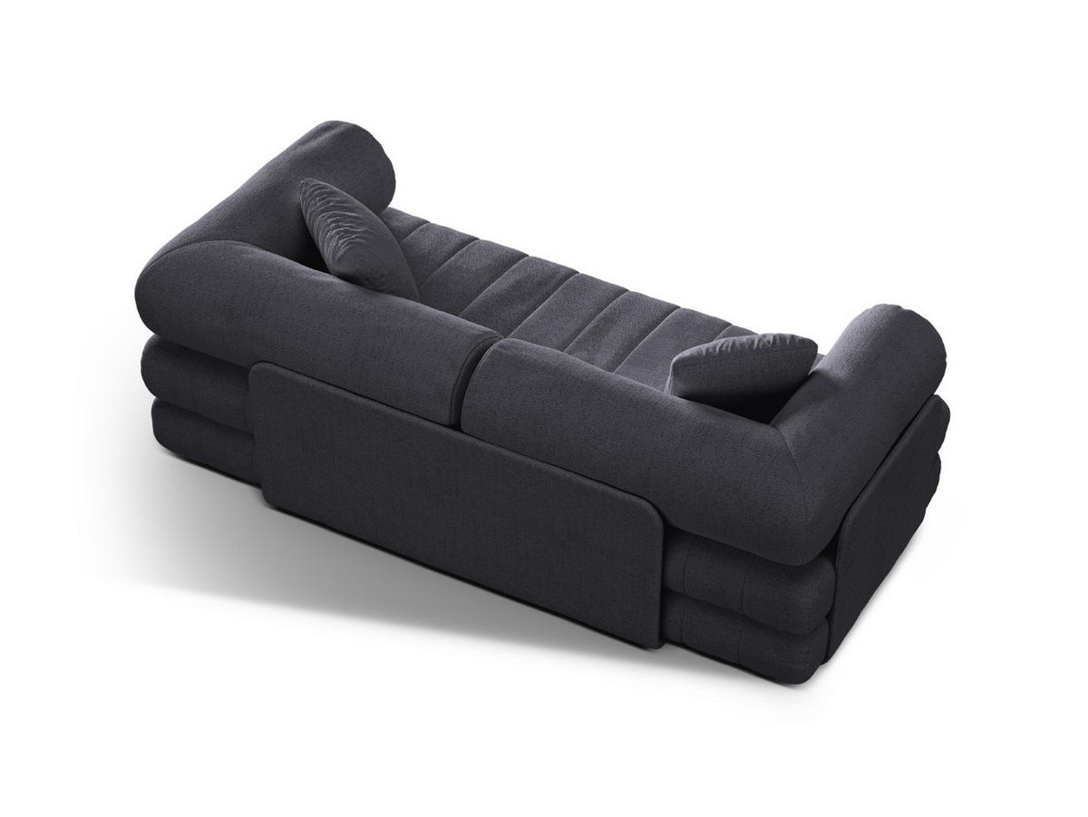 AUSKLAPPBARES-SOFA Kemi aus Boucle graphit 3 Sitzplätze - Graphitfarben, Textil (95/70/206cm) - Cosmopolitan Design
