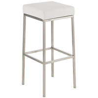 BARHOCKER Montreal 37x37x85 cm weiß - Weiß, Leder (37/85/37cm) - furnicato