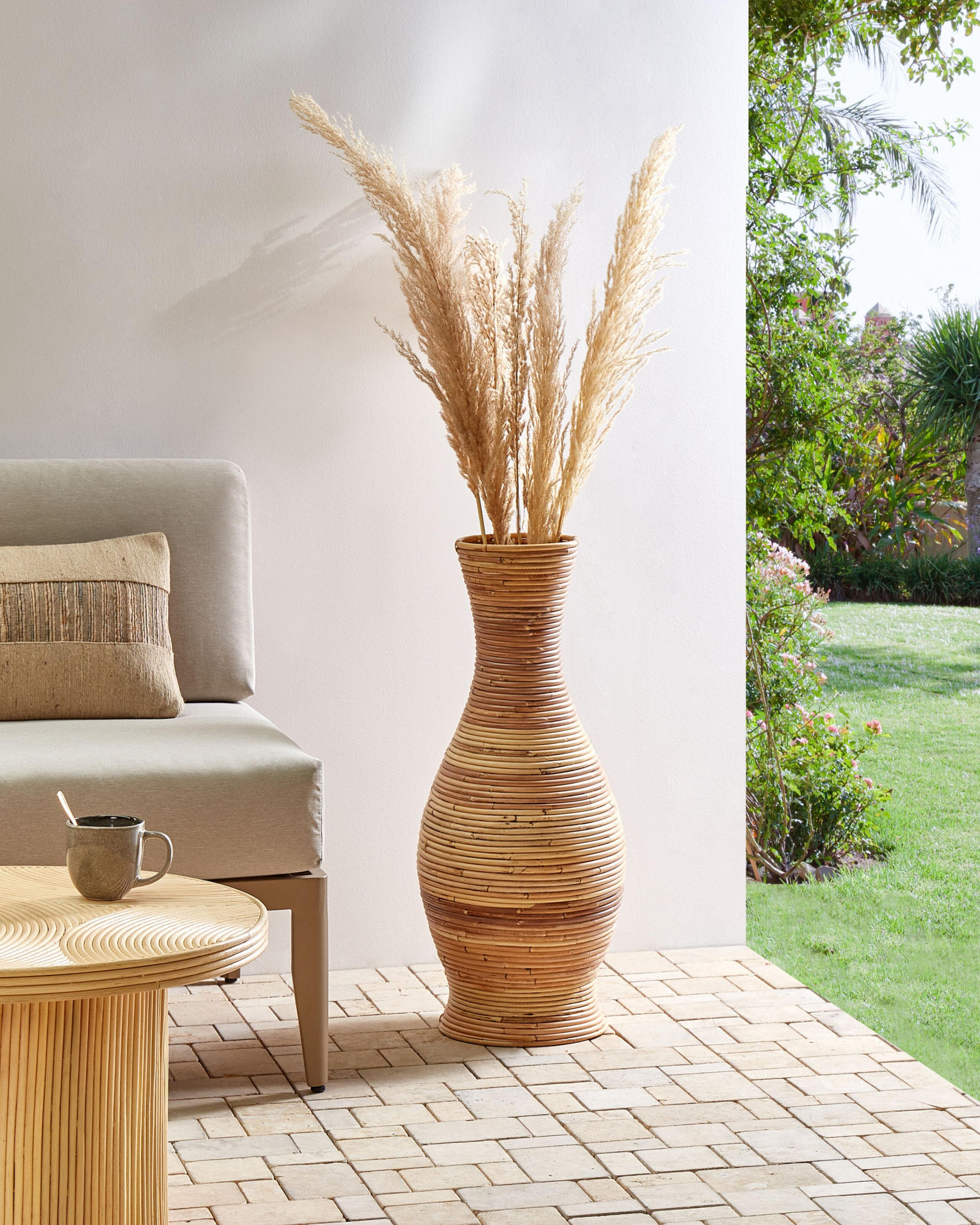 DEKOVASE Rattan natürlich Trinisa - Naturfarben, Naturmaterialien (70cm) - Beliani