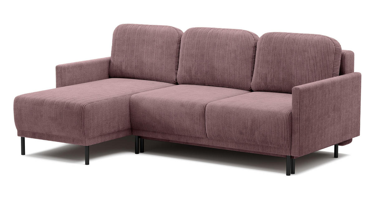 ECKSOFA Hamiel Lila Cordbezug - Flieder/Schwarz, Holz/Textil (212/142cm) - Selsey