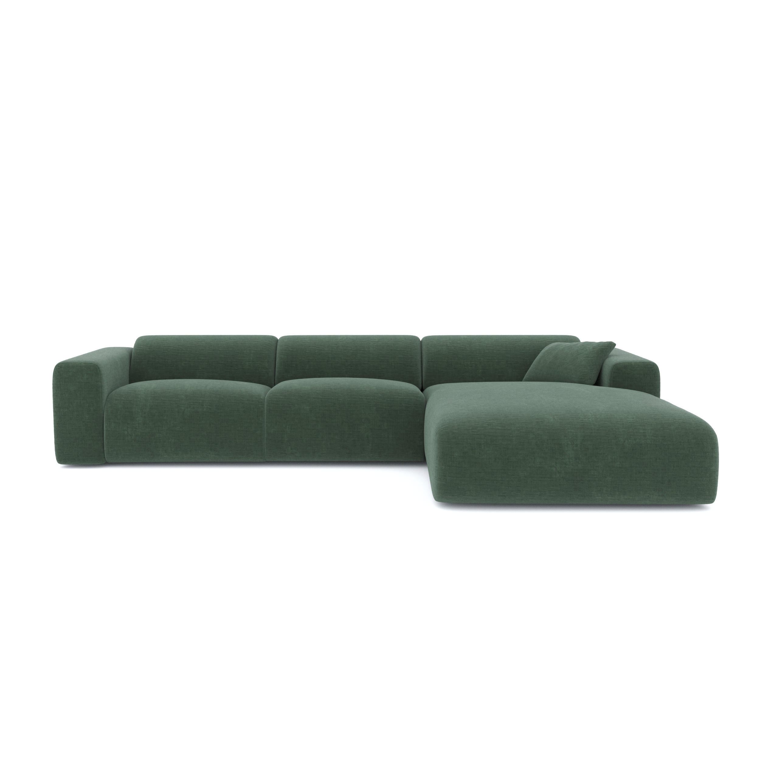 ECKSOFA RECHTS Texturierter Samt Smaragdgrün 280cm - Smaragdgrün, Textil (280/95cm) - Sia Home