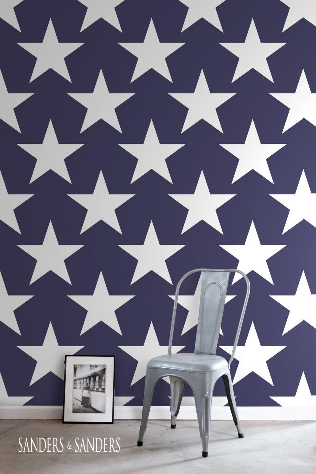 TAPETE Sterne 53 cm x 10.05 m - Blau, Papier (53/0.1cm) - Sanders & Sanders