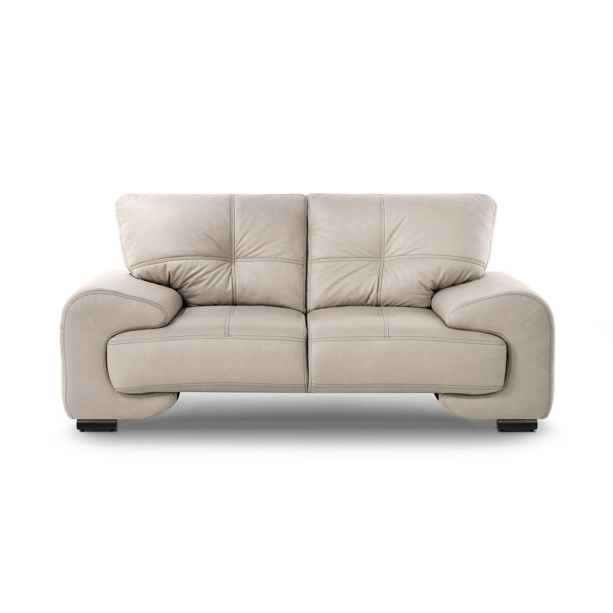 2-SITZER SOFA Omega aus Kunstleder, Beige - Beige/Schwarz, Leder (185/88/98cm) - Beautysofa